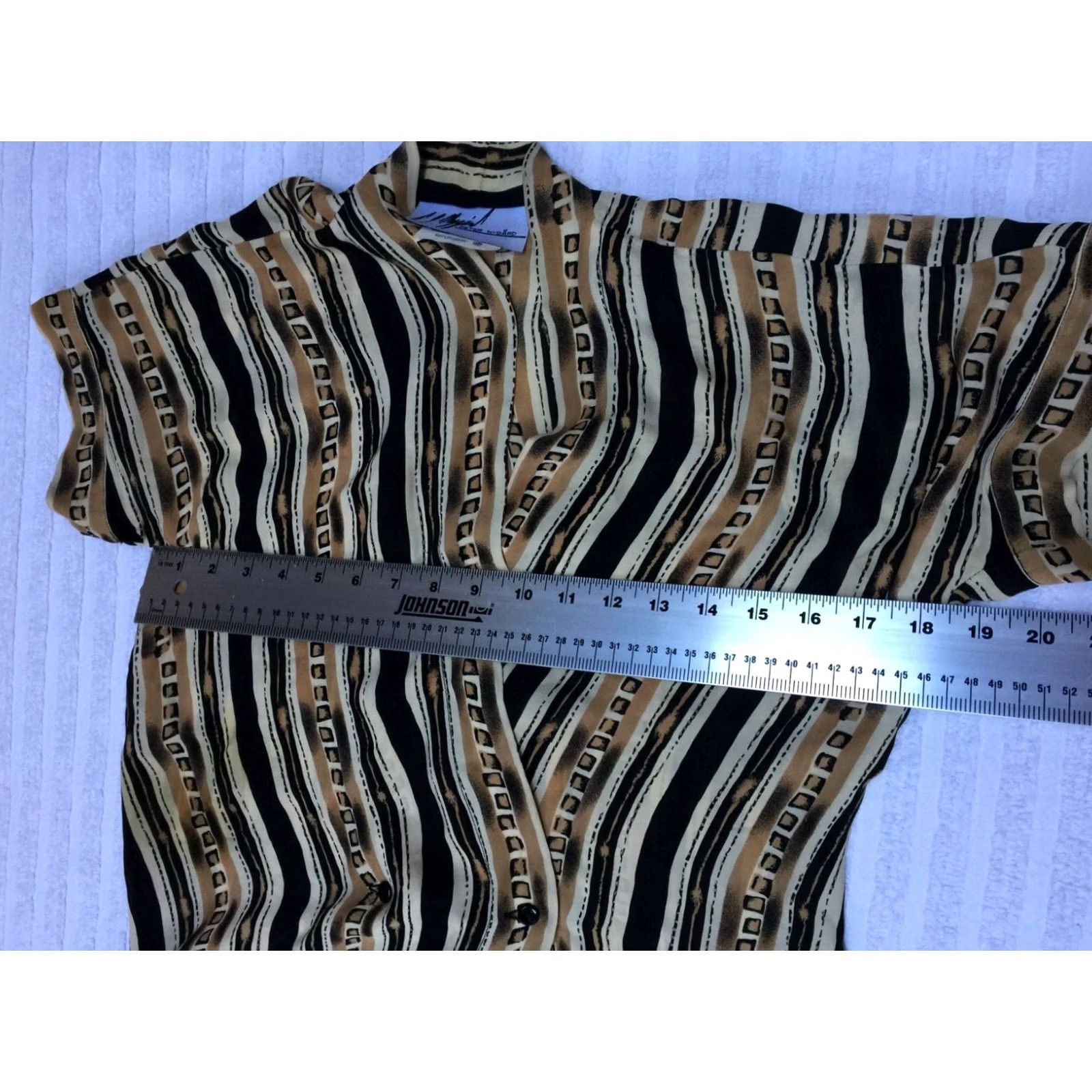 Vintage Peter Nygard Womens Brown Abstract Stripe Silk Wrap Front Top Blouse Sz 4 Casual Size S / US 4 / IT 40 - 6 Thumbnail