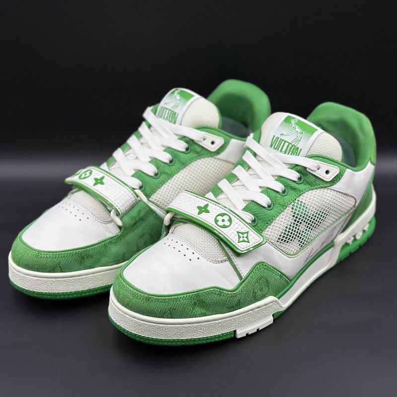 Louis Vuitton Louis Vuitton Trainer Fashion Sneakers in White Green 0079 Size US 12 / IT 42 - 1 Thumbnail