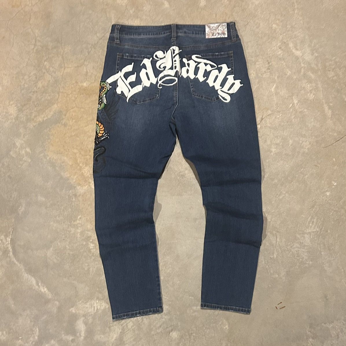 Crazy Vintage Y2K Ed Hardy Spellout Embroidered Jeans Skater