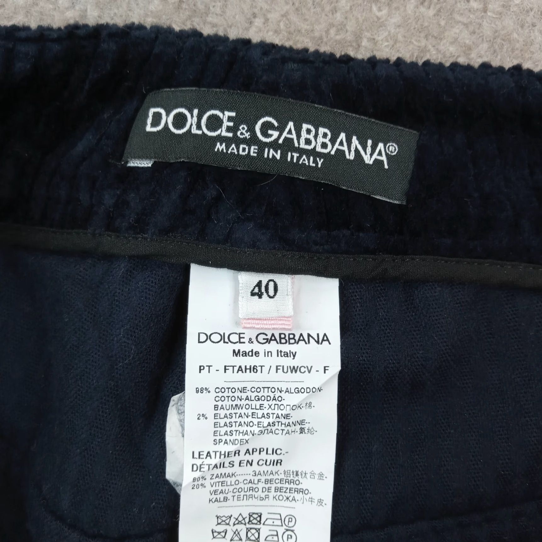Dolce & Gabbana Dolce & Gabbana Womens Blue Corduroy Skinny Leg Pants 40 (27x28) Stretch Cotton Italy Size 27" / US 4 / IT 40 - 7 Thumbnail