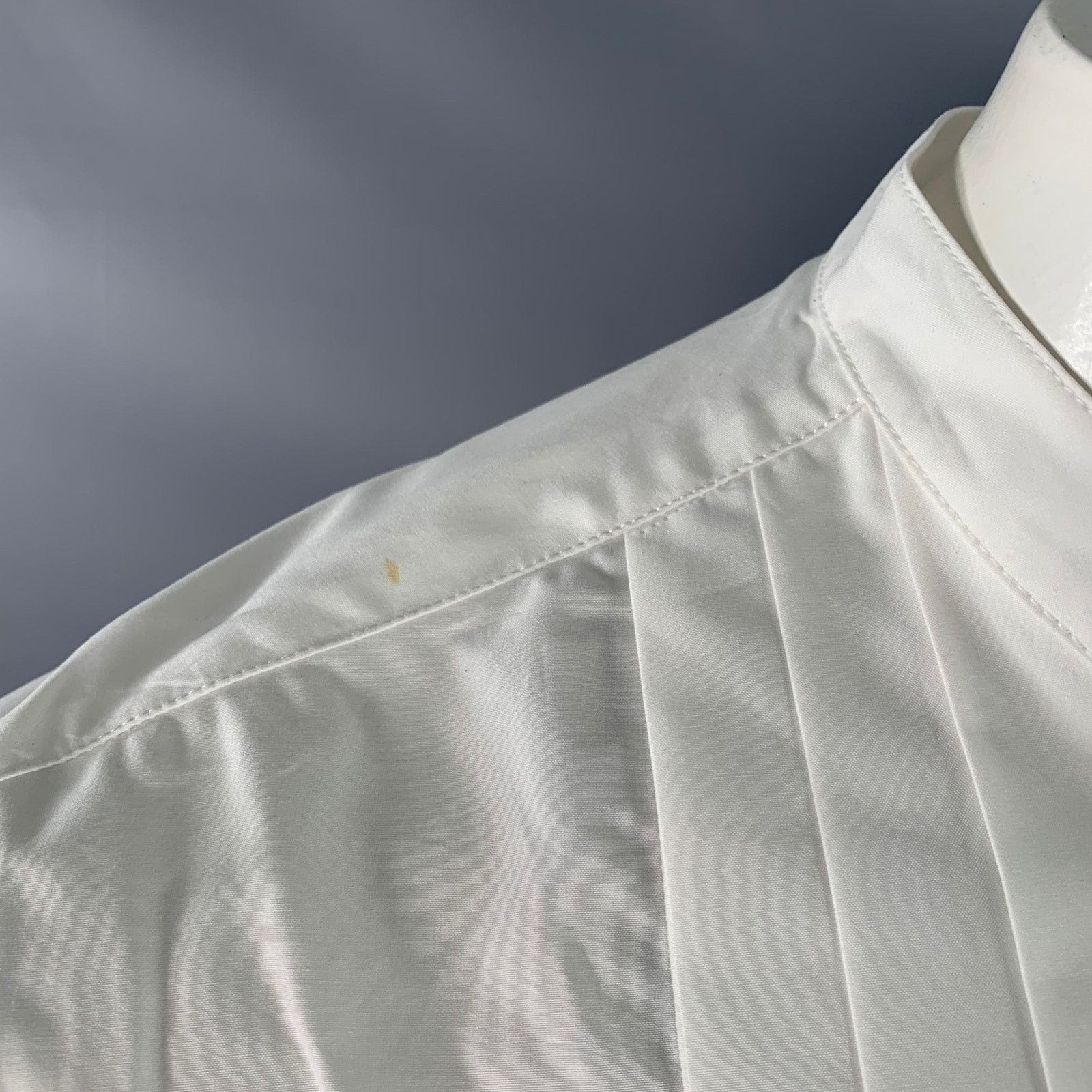Nili Lotan NILI LOTAN White Pleated Collarless Tuxedo Long Sleeve Shirt Size 48R - 5 Thumbnail