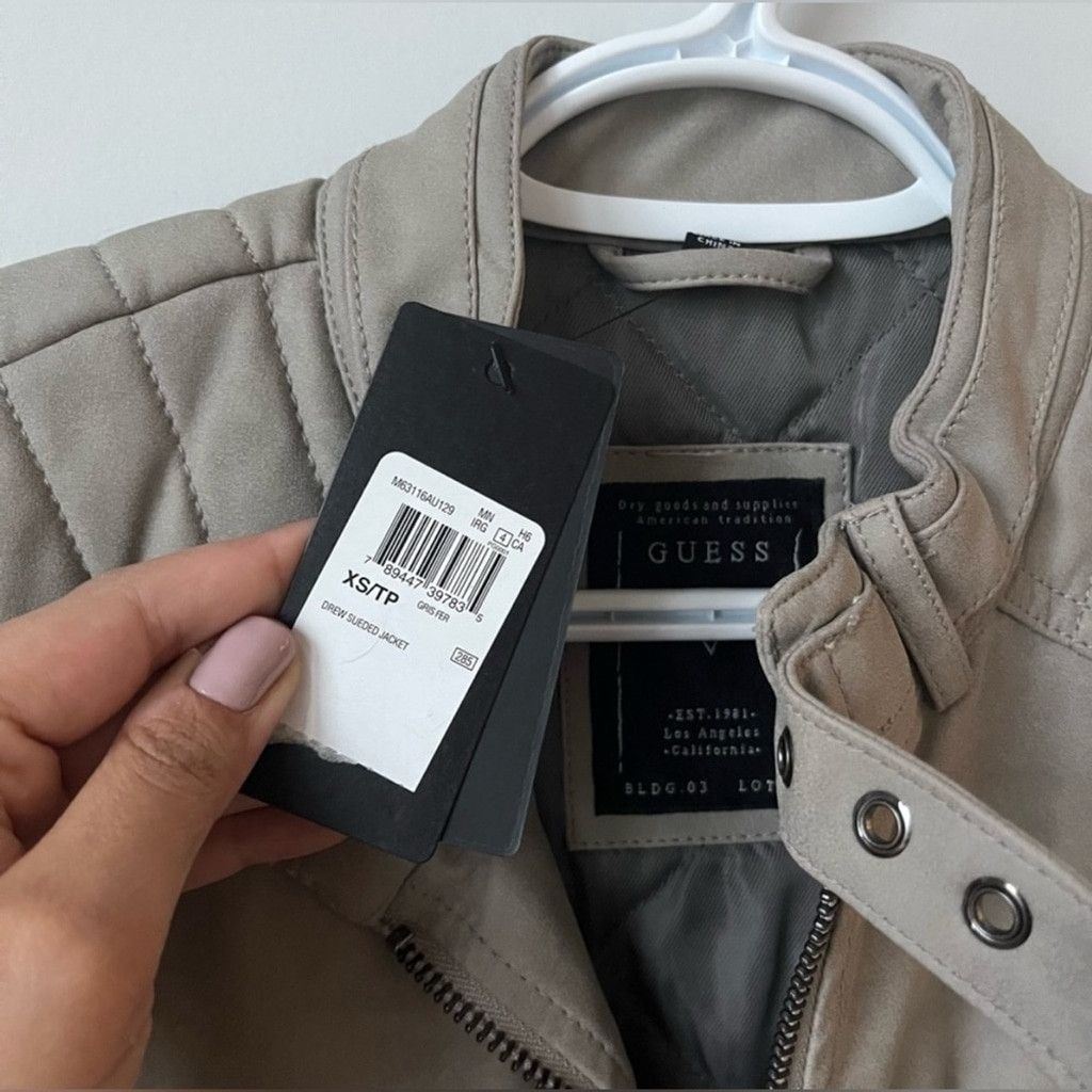 Guess Guess NWT Men's Grey motorcycle drew suedes Jacket size XS Size US XS / EU 42 / 0 - 4 Thumbnail