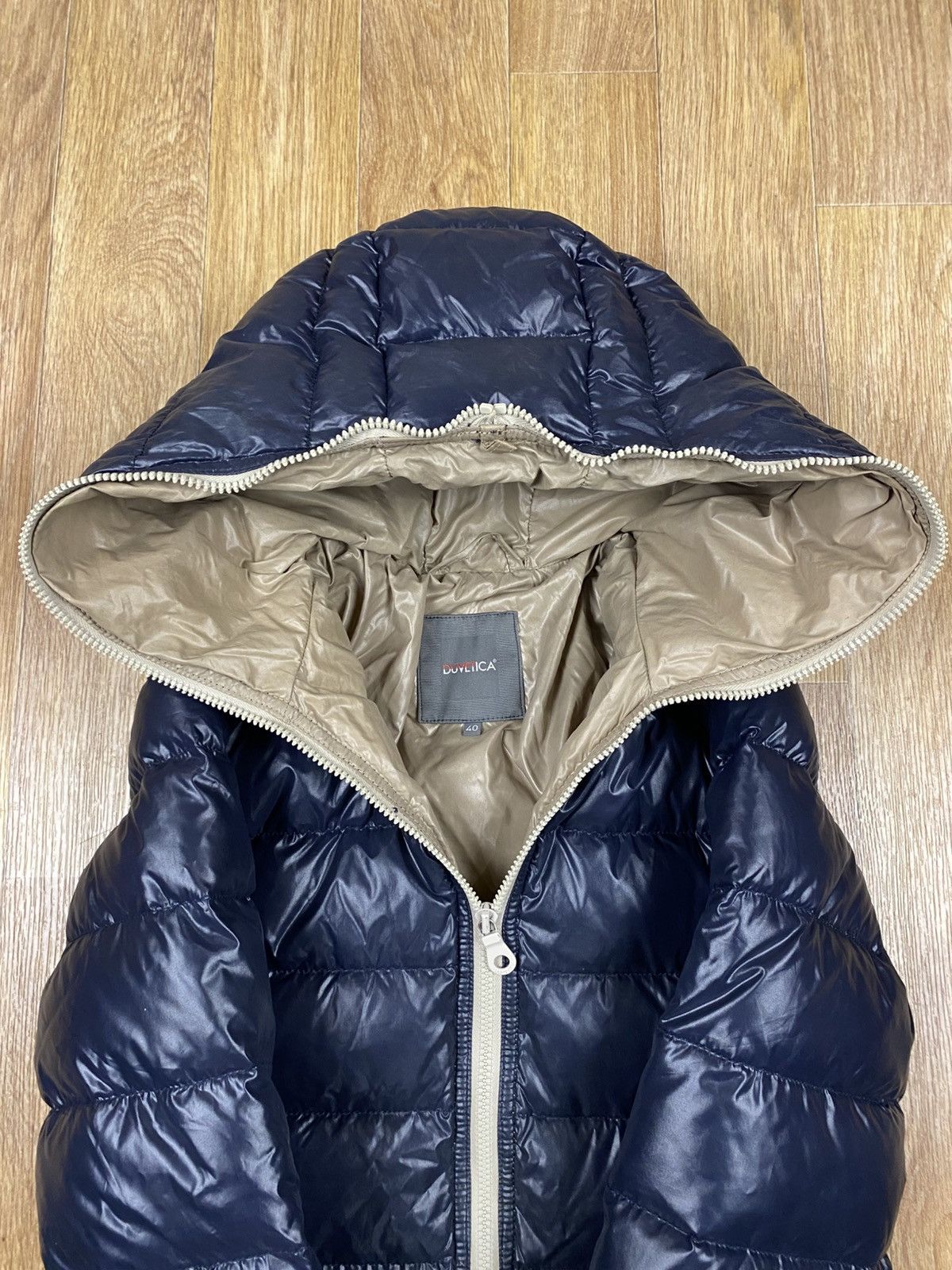 Duvetica Duvetica Full Zip Glossy Dark Blue Puffer Jacket Size S / US 4 / IT 40 - 2 Thumbnail