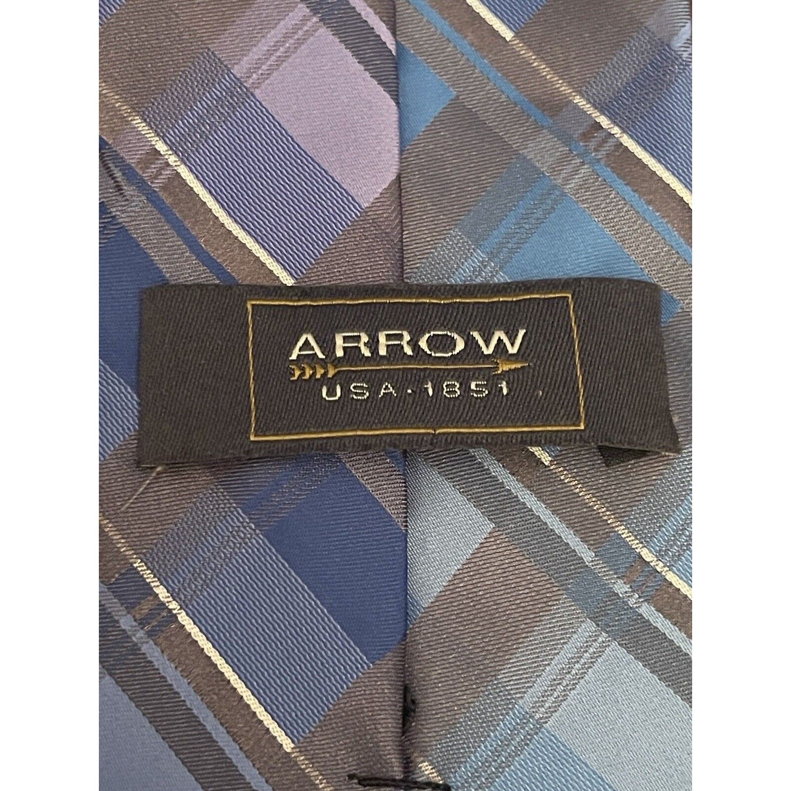 Arrow Arrow Blue Gray 100% Polyester Men’s Neck Tie Made In China Size ONE SIZE - 8 Thumbnail