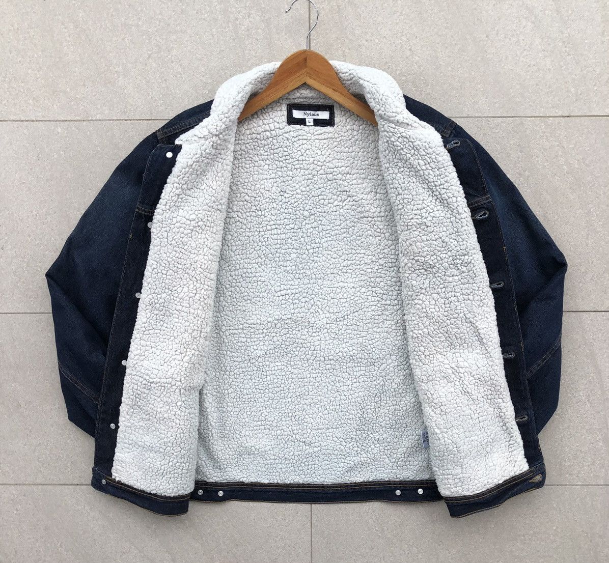 Japanese Brand Nylous Denim Sherpa Trucker Jacket Size US L / EU 52-54 / 3 - 18 Thumbnail