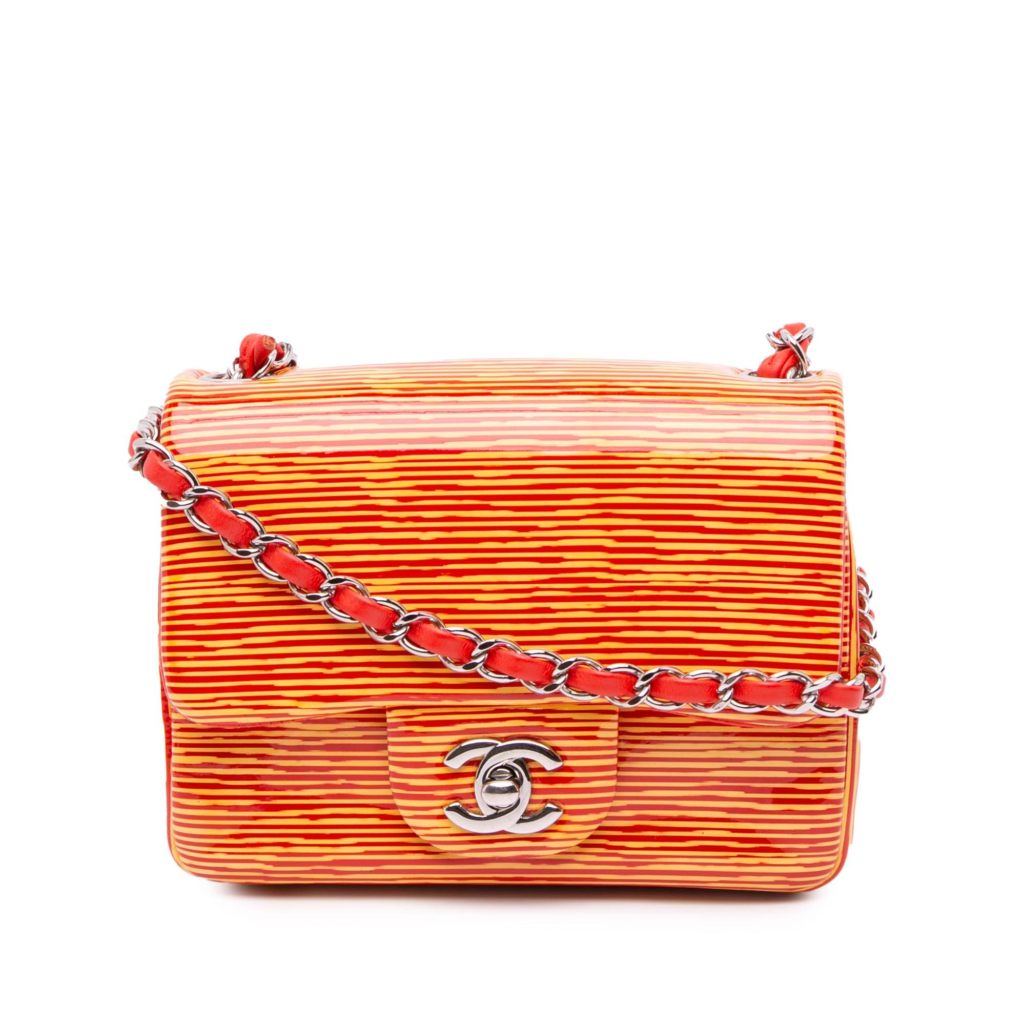 Chanel Chanel Mini Square Classic Patent Striped Single Flap Size ONE SIZE - 1 Thumbnail