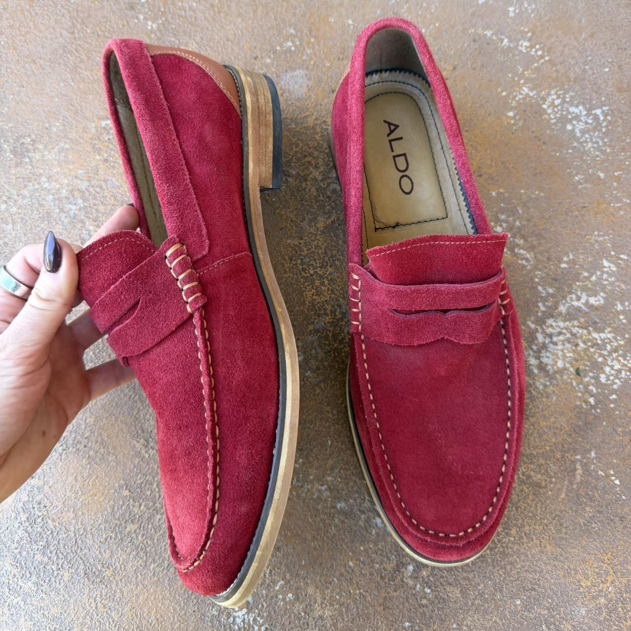Aldo Men’s Aldo red suede Cynfran Penny Loafer sz 8 / worn once Size US 8 / EU 41 - 1 Thumbnail