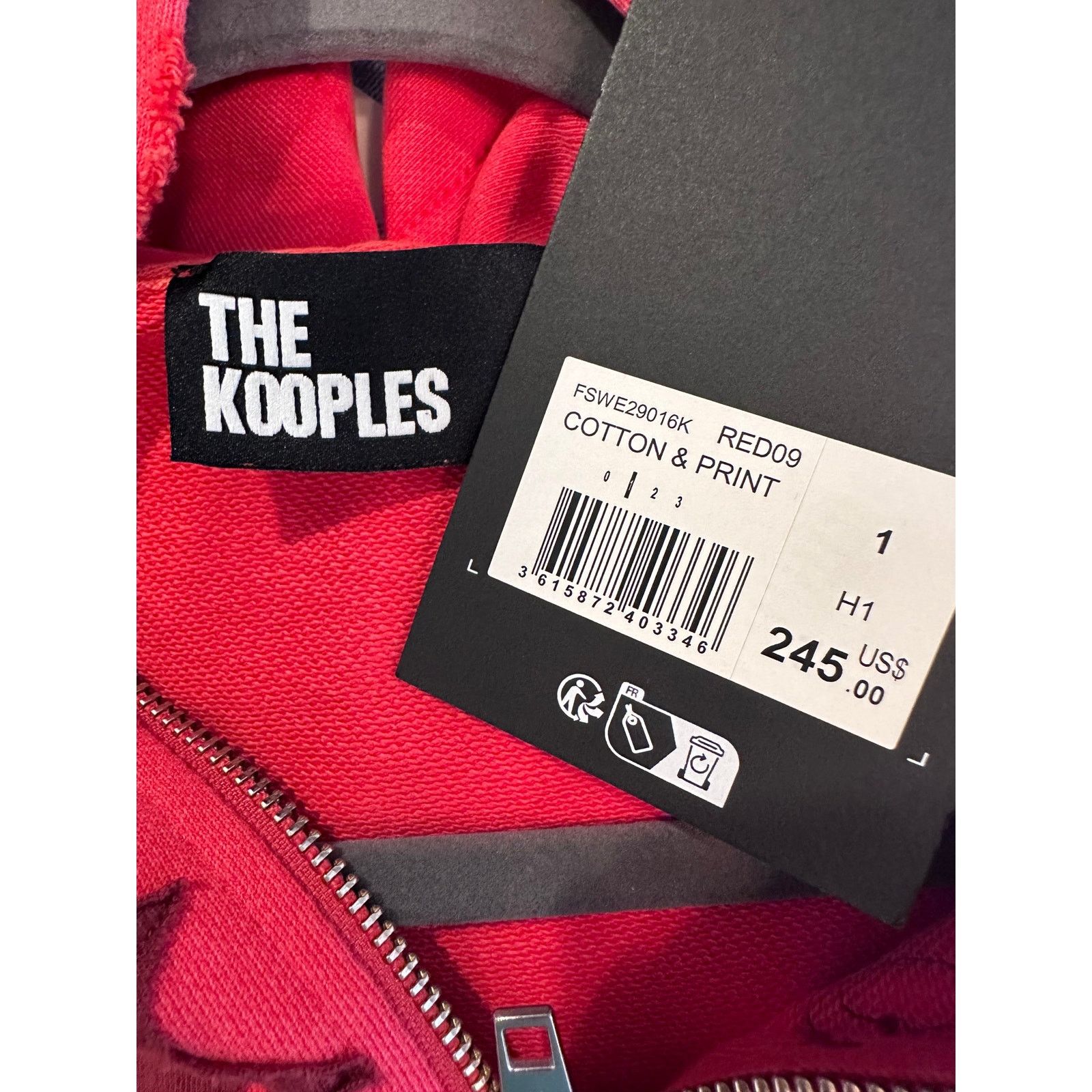 The Kooples The Kooples Text-Appliqué Zip-Through Cotton-Jersey Hoodie 4 Size S / US 4 / IT 40 - 20 Thumbnail