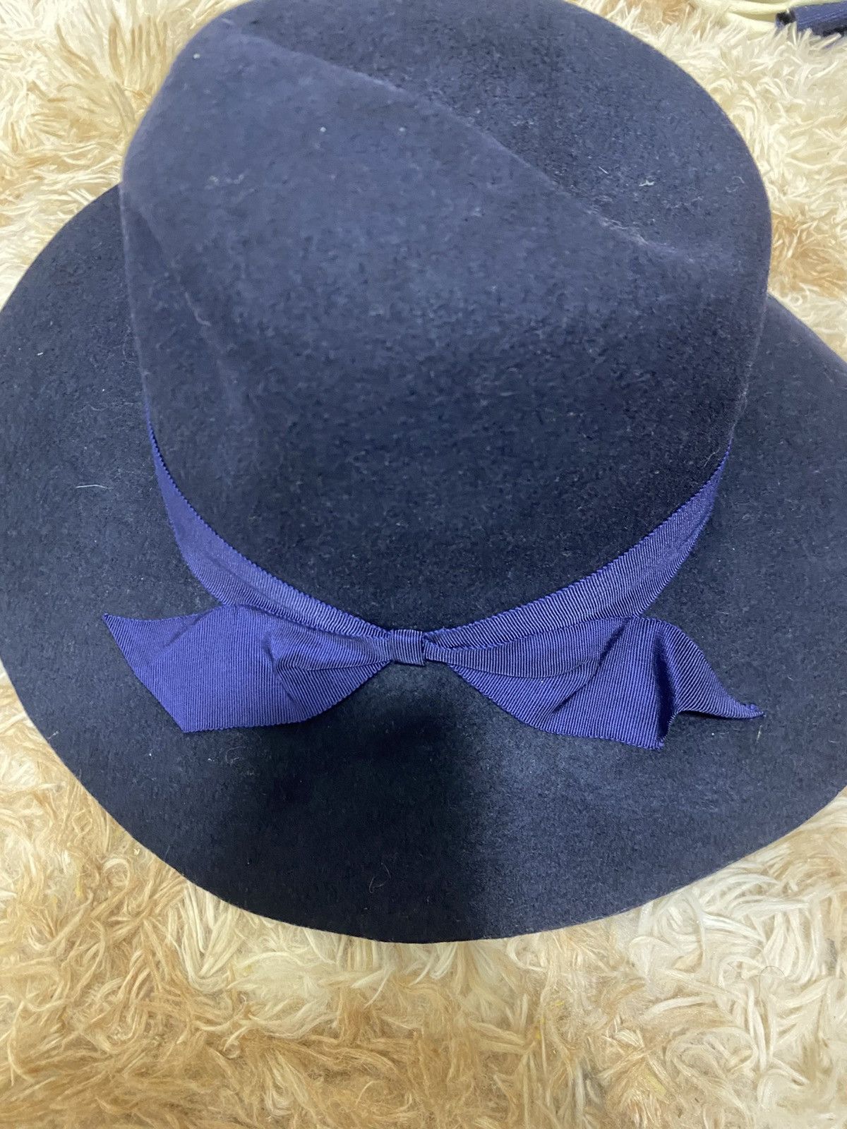 Japanese Brand Barairo no Boushi Navy Felt Fedora – Made in Japan Size ONE SIZE - 2 Thumbnail