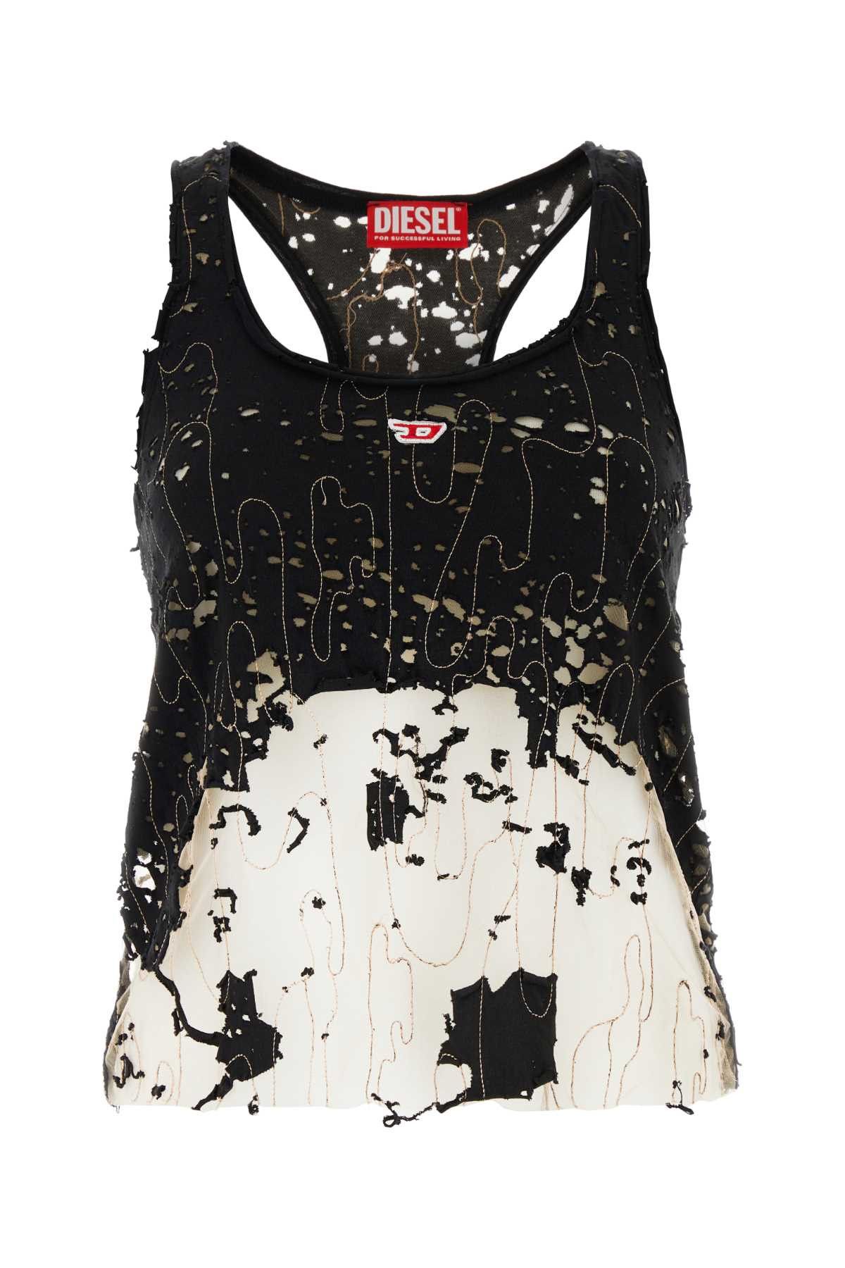 image of Diesel Black Cotton And Nylon T-Bils-Dev Tank Top, Women's (Size Small)
