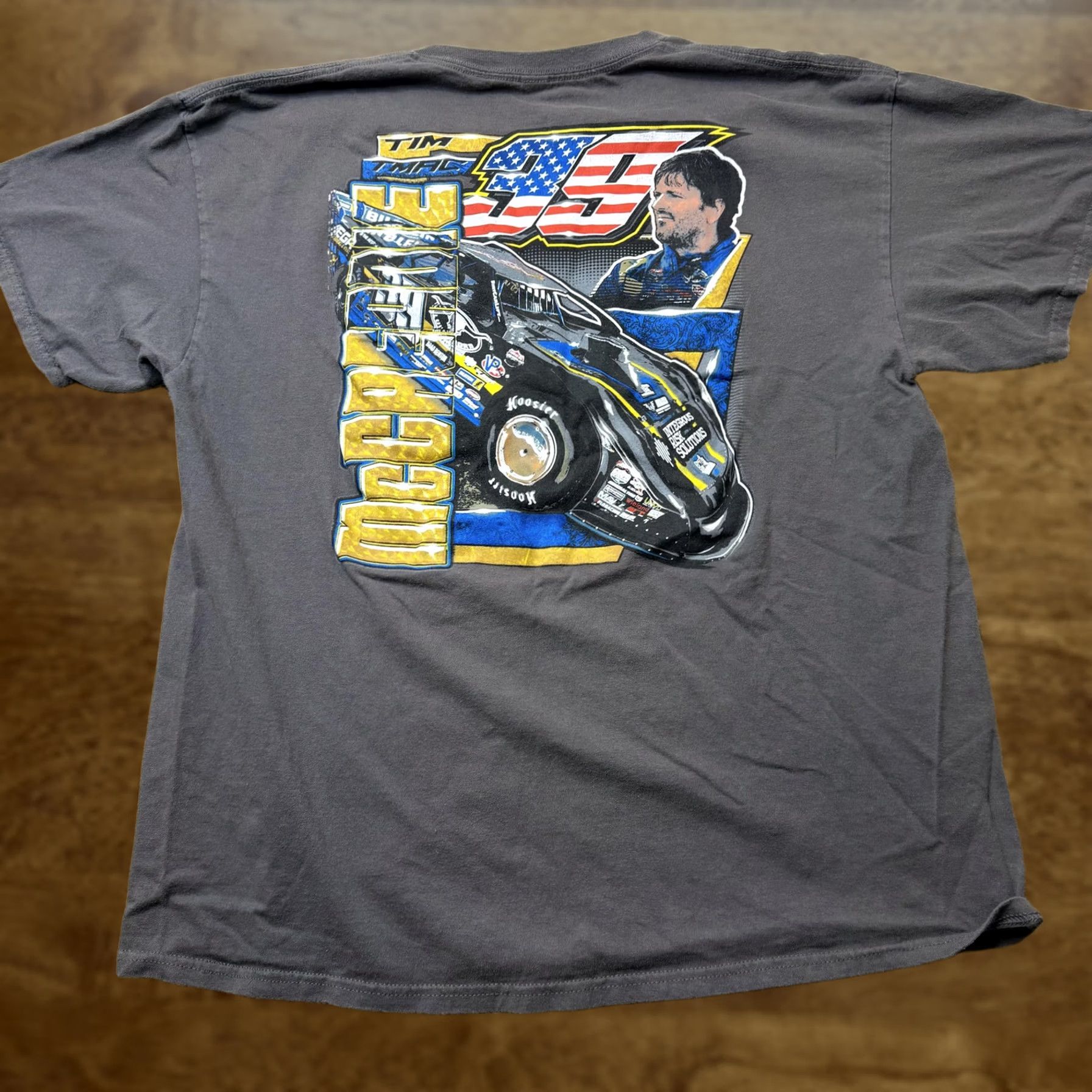 Gildan TMAC 39 Tim McCreadie Shirt Mens XL Gray Racing USA Flag Tee T-Shirt Gildan Heavy Cotton Size US XL / EU 56 / 4 - 1 Thumbnail