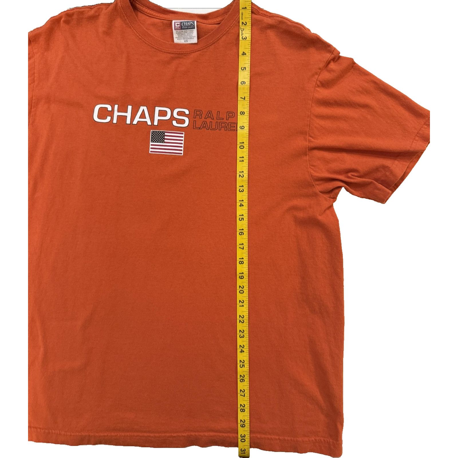 Chaps Chaps Ralph Lauren TShirt Mens LG Orange USA Flag VTG Y2K Size US L / EU 52-54 / 3 - 5 Thumbnail