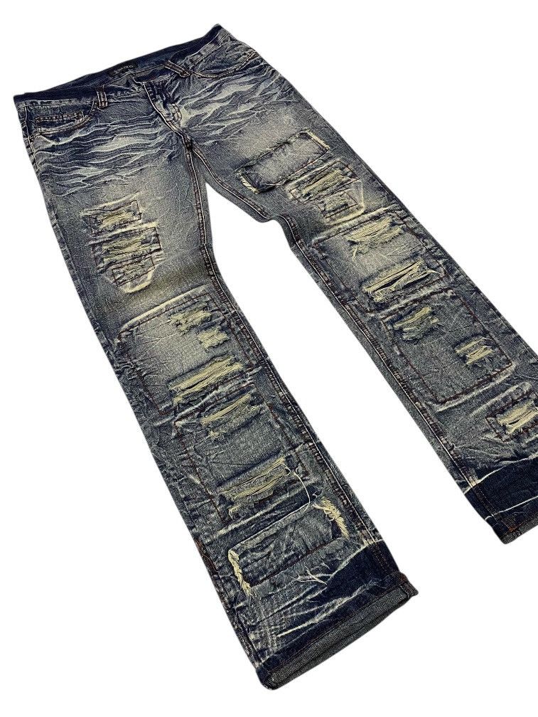 If Six Was Nine × Japanese Brand × LOWBOX LowBox Ripped Distressed Denim Punk Rock Undercover Inspired Size US 32 / EU 48 - 21 Thumbnail