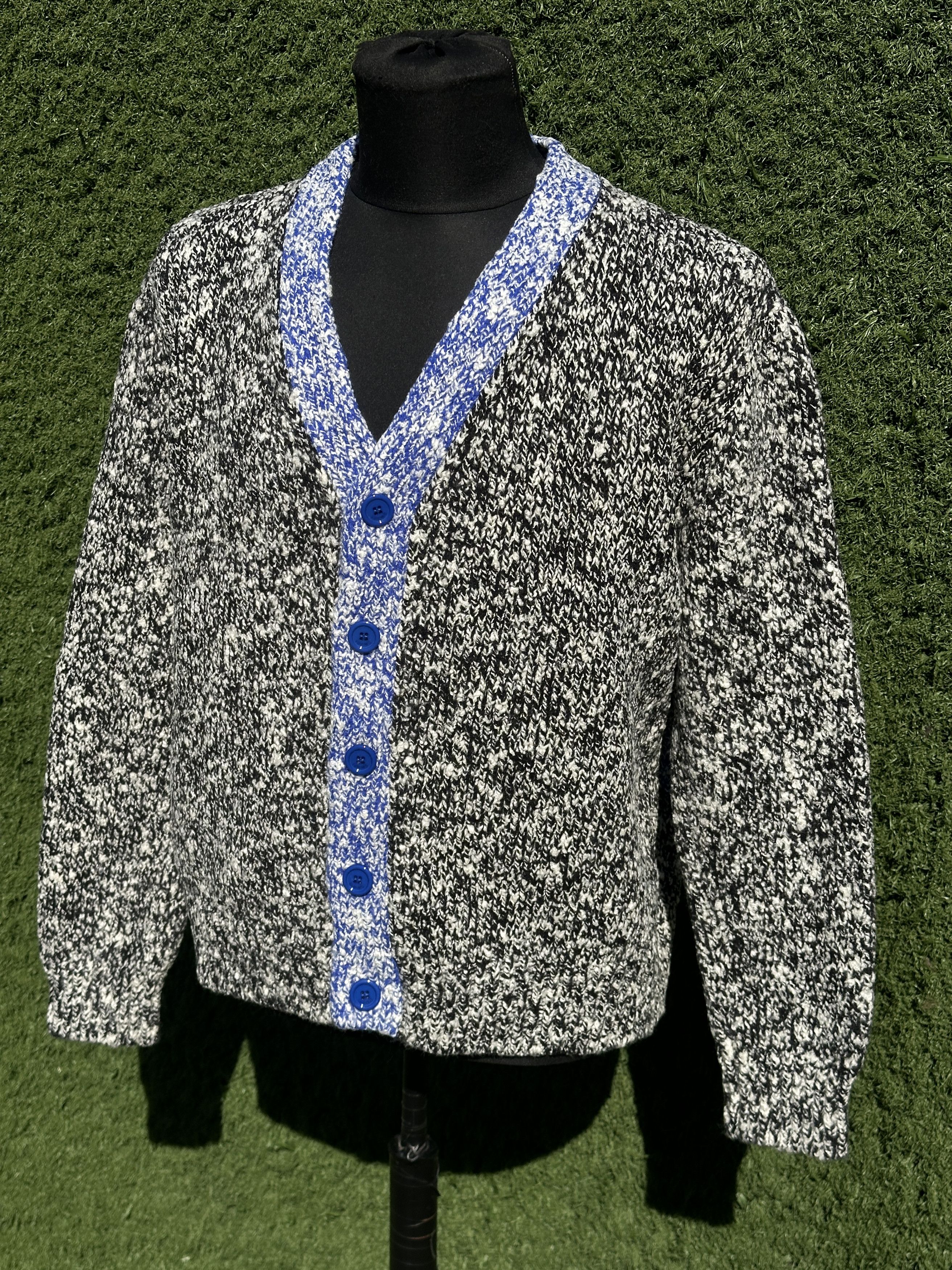 Loewe Loewe Wool Cardigan XL Blue Logo Back Knit Dropped Shoulder Size US XL / EU 56 / 4 - 9 Thumbnail