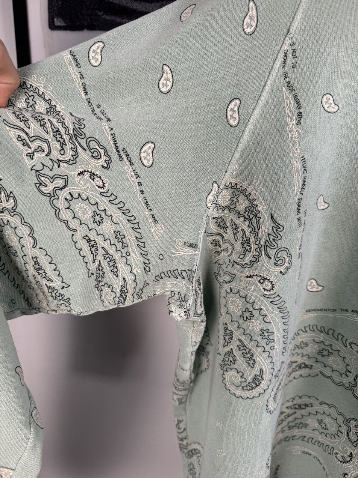 Raf Simons 🚭ARCHIVE GRAIL🚭 F/W 2004-2005 "WAVES" SEAFOAM PAISLEY HOODIE Size US XL / EU 56 / 4 - 4 Thumbnail