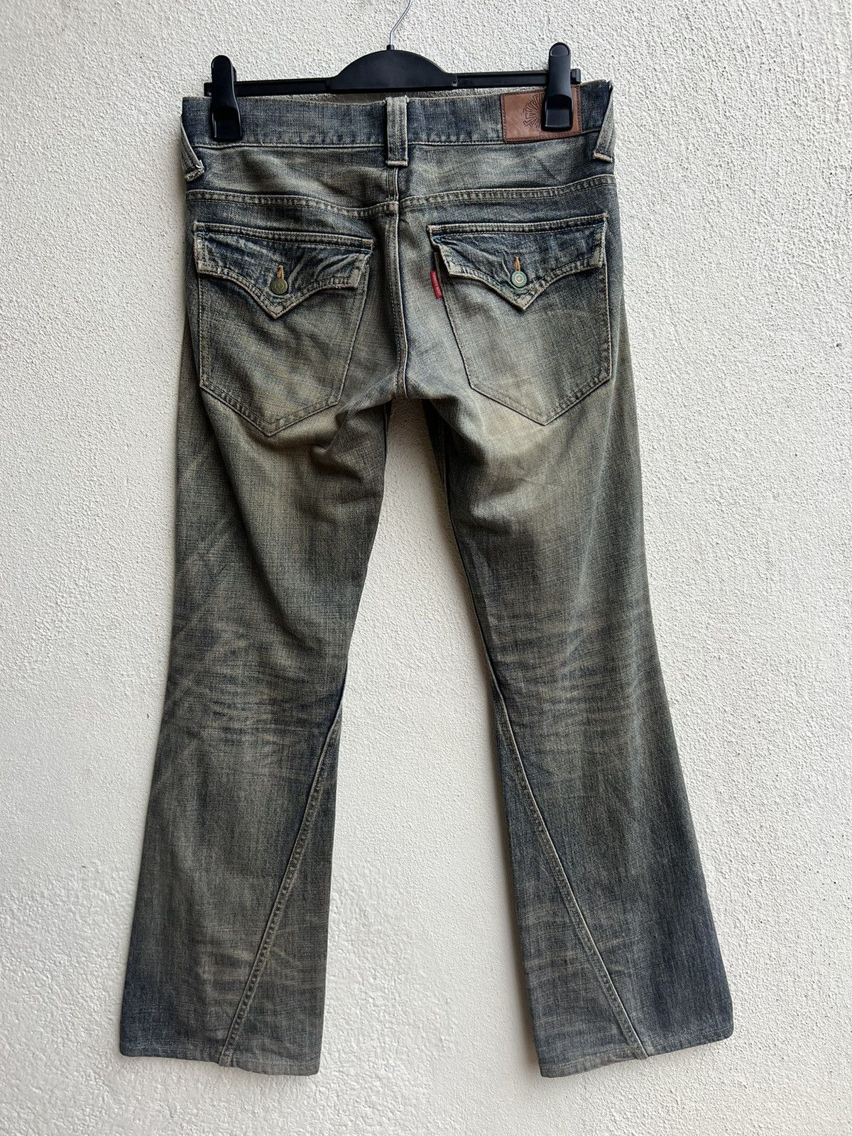 Vintage Vintage Tornado Mart Japan Distress Mud Denim Flare Jeans Size US 31 - 16 Thumbnail