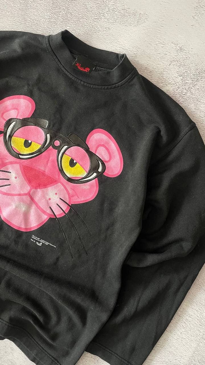 Vintage 90’s rare Pink Panther funny cartoon black sweatshirt 1997 Size US L / EU 52-54 / 3 - 4 Thumbnail