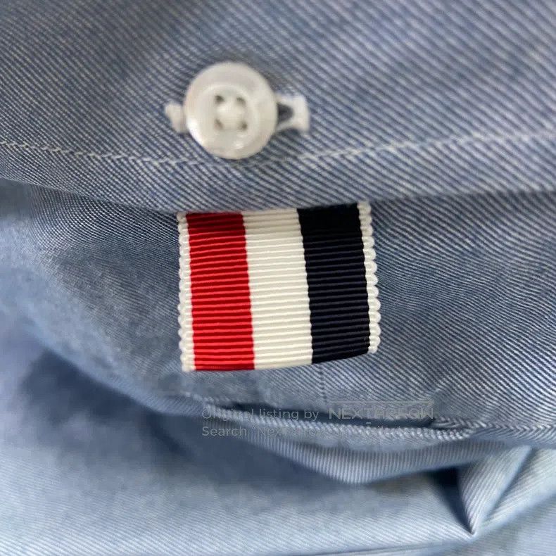 Thom Browne Thom Browne Blue classic four stripes shirt Size US L / EU 52-54 / 3 - 2 Thumbnail