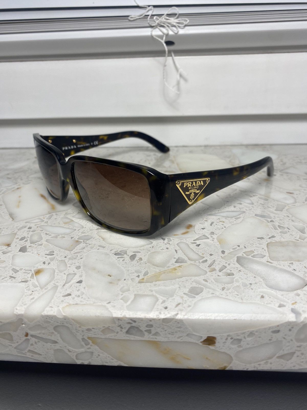 image of Prada Milano Gold Logo Vintage Prada Sunglasses in Brown Gold, Men's