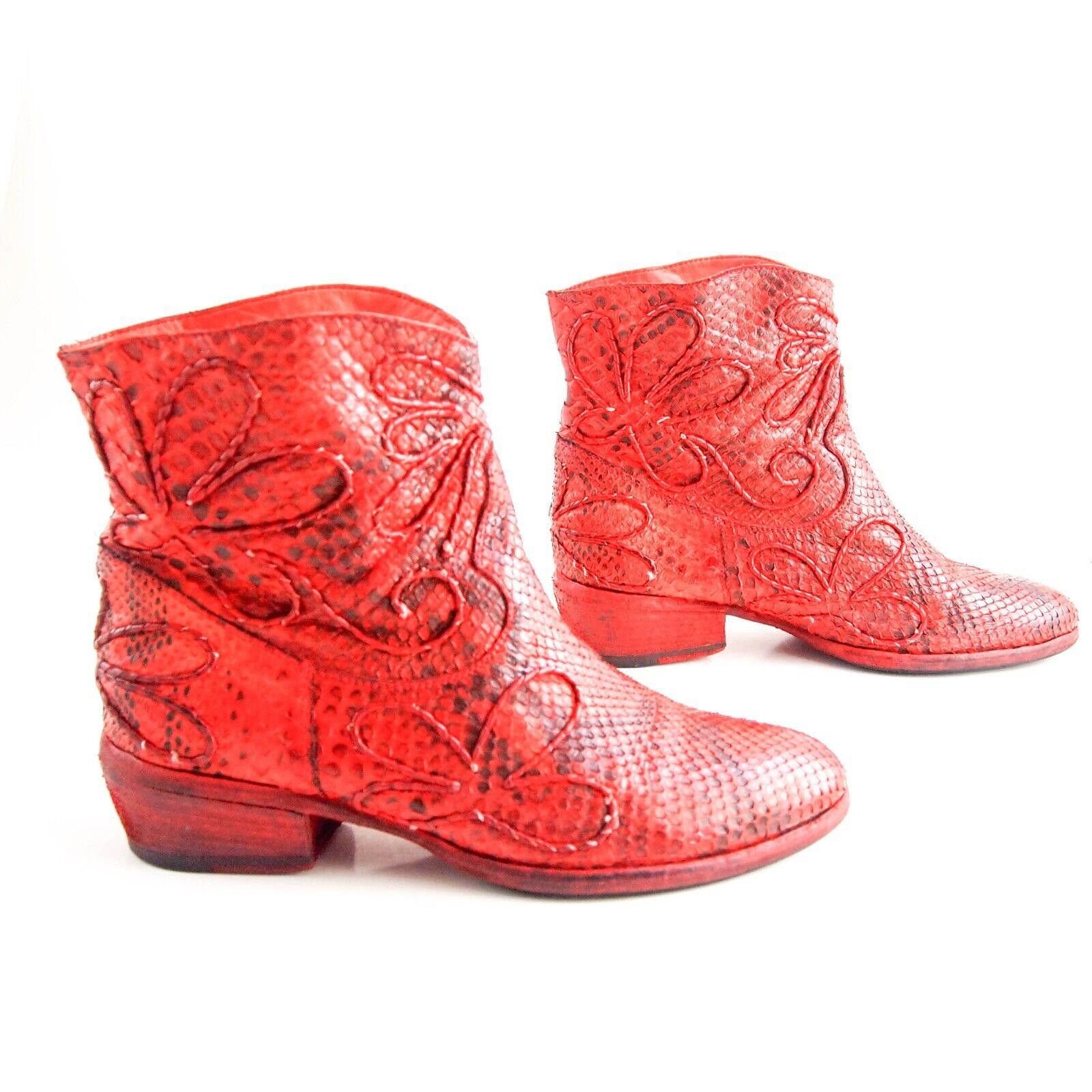 Designer Fauzian Jeunesse Python Boots Red Size US 6 EU 36 $960 Size US 6 / IT 36 - 4 Thumbnail