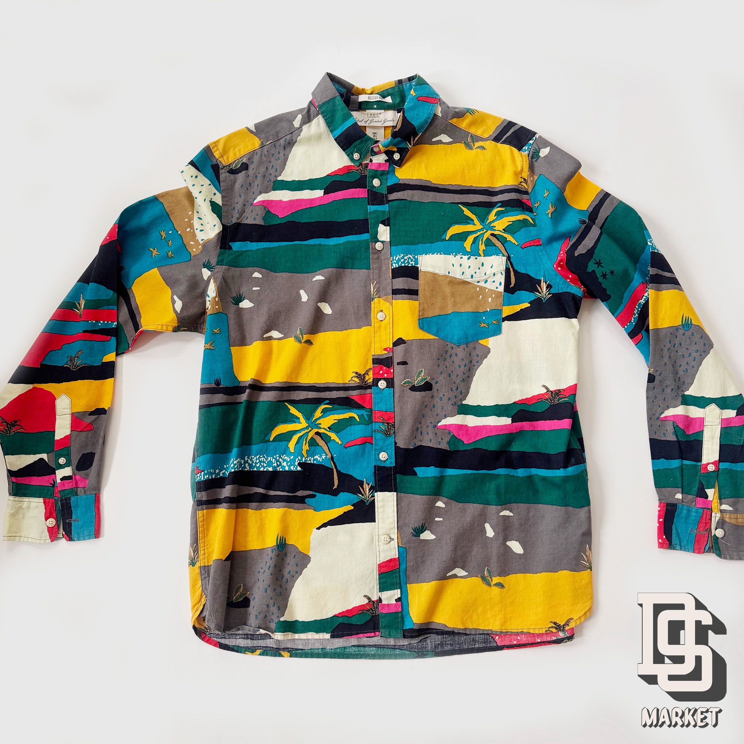 LOGG H&M LONG SLEEVE BUTTON DOWN SHIRT COLORFUL