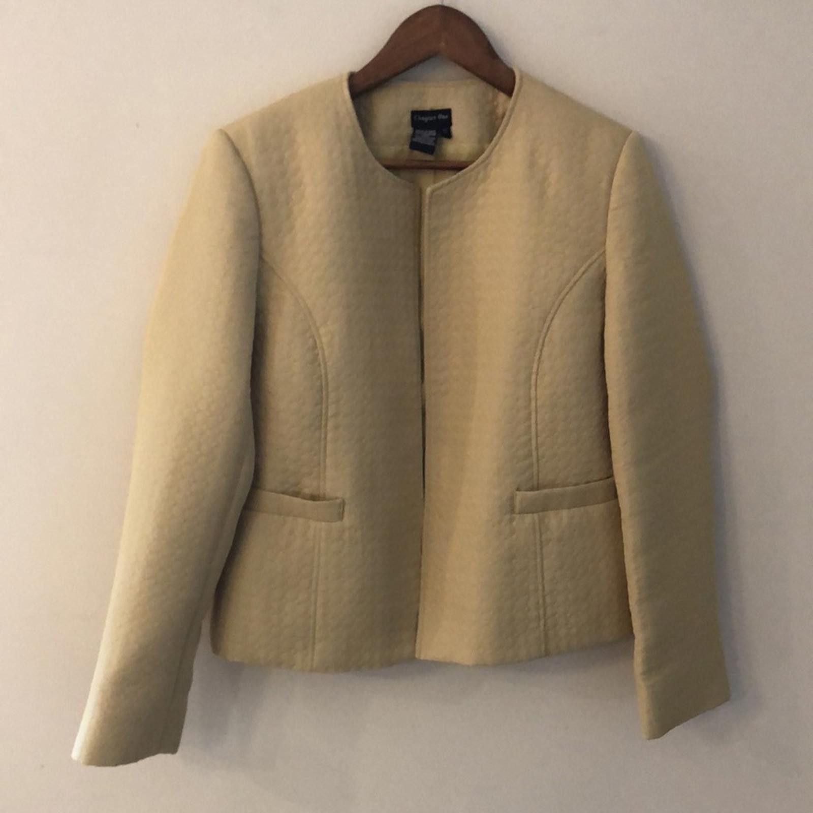 Other Chapter One Mustard Yellow Quilted Blazer lined pockets 12 Size XL / US 12-14 / IT 48-50 - 6 Thumbnail