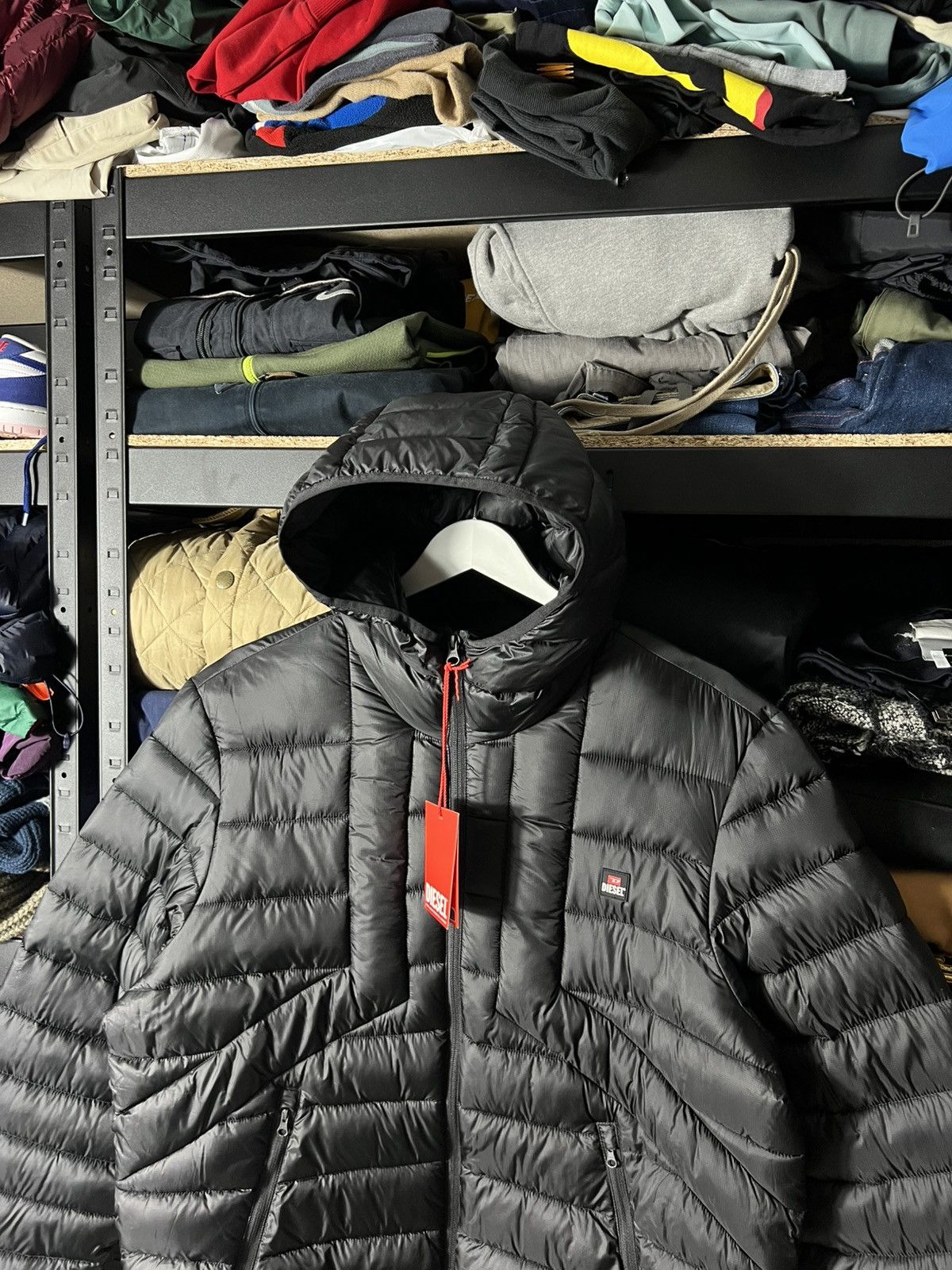 Diesel NWT DIESEL Mens Jacket Black Puffer Quilted Hooded Size XL Size US XL / EU 56 / 4 - 3 Thumbnail