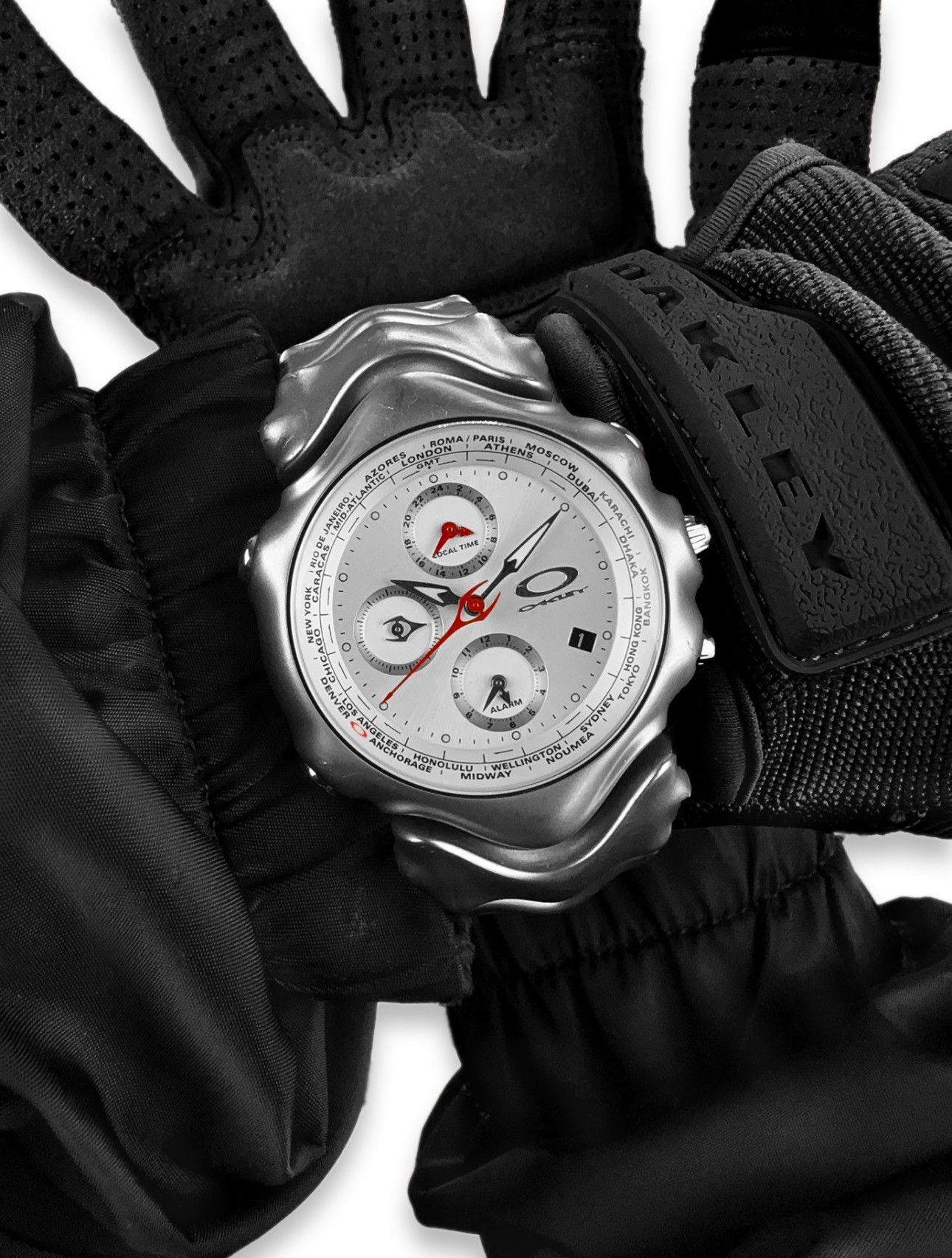 image of 2003 Oakley ‘Gmt’ Honed White Triple Chronograph Wrist Watch, Men's