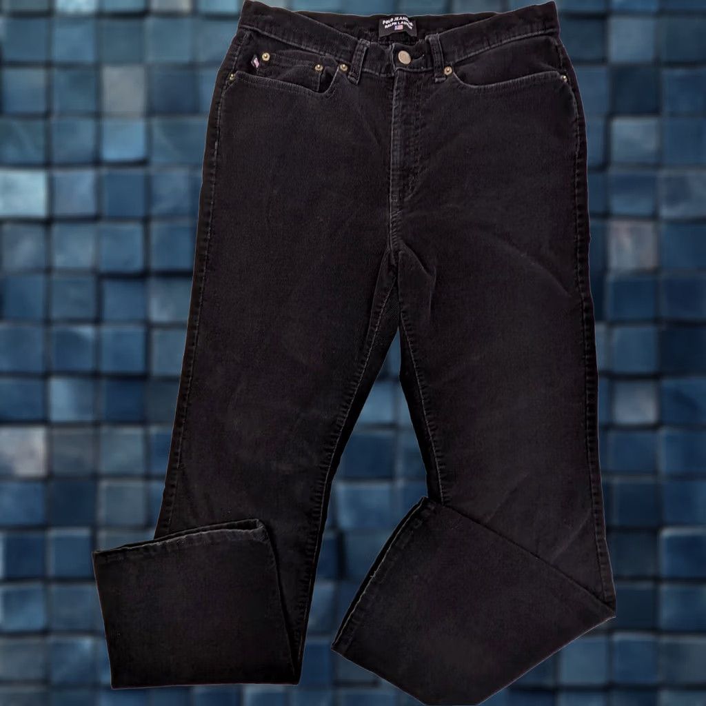 Polo Ralph Lauren VINTAGE Polo Ralph Lauren POLO Corduroy Black Straight Leg Pants Women 10 30x31 Cotton Size 32" / US 10 / IT 46 - 1 Thumbnail