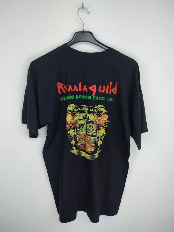 Vintage RUNNING WILD 1991 tour Vintage / Trash Metal Band Shirt Size US XL / EU 56 / 4 - 4 Thumbnail