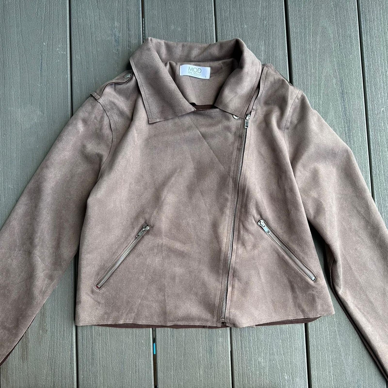 Other Brown faux suede jacket Size L / US 10 / IT 46 - 1 Thumbnail