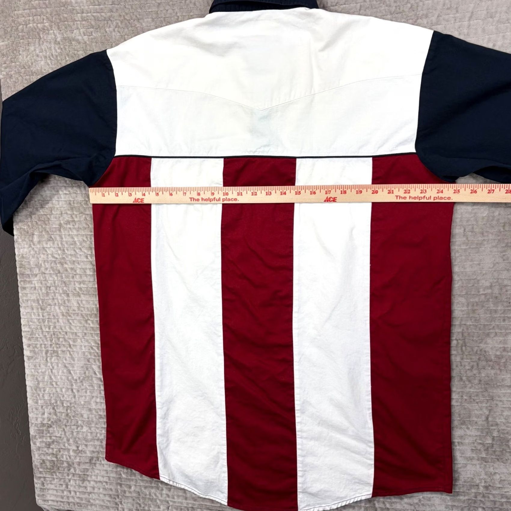 Wrangler Wrangler Western Shirt Mens Large Tall LT Red White Blue Colorblock Brushpopper Size US L / EU 52-54 / 3 - 5 Thumbnail