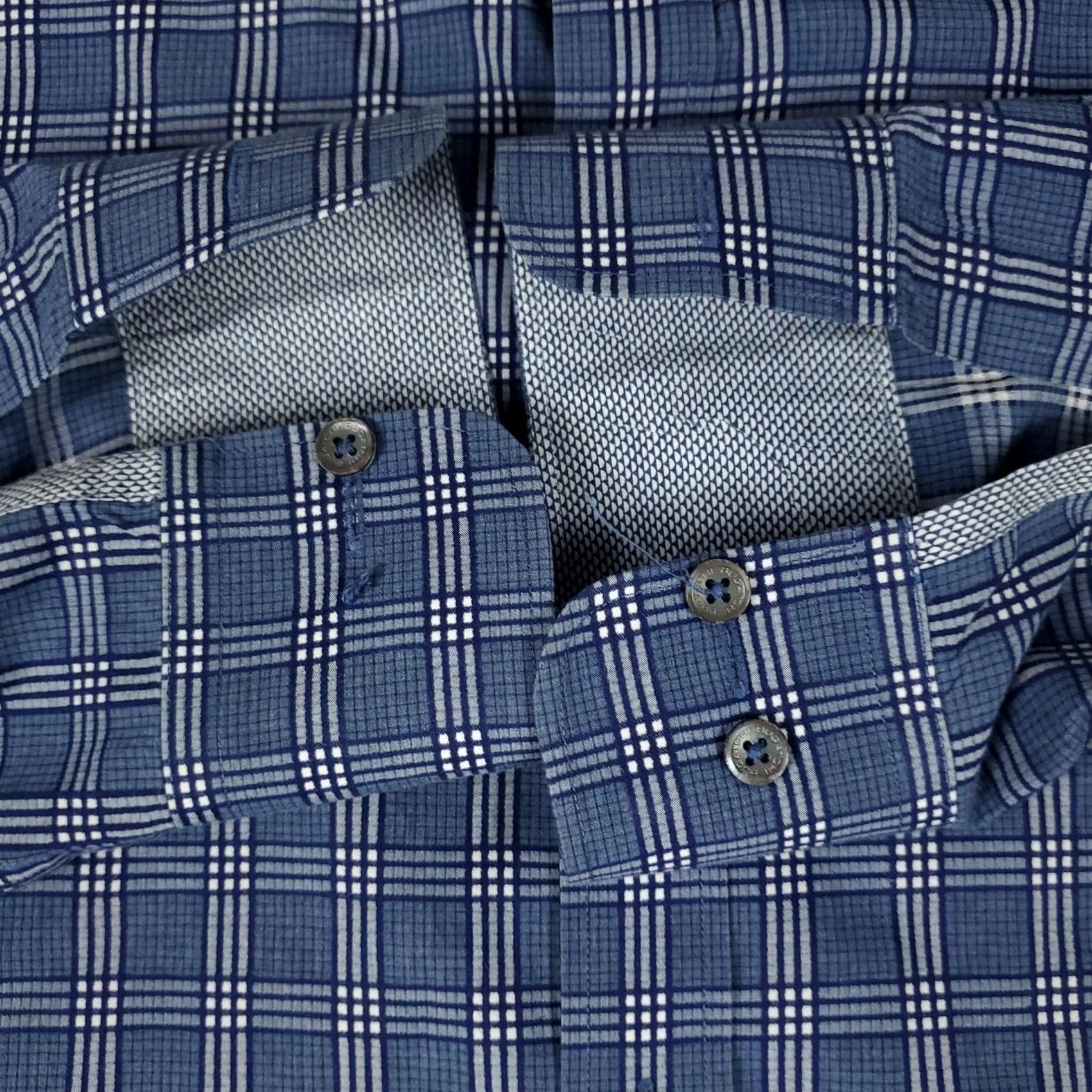 BUGATCHI Bugatchi Mens Shirt Blue Plaid Button-Up Long Sleeve Size US M / EU 48-50 / 2 - 3 Thumbnail