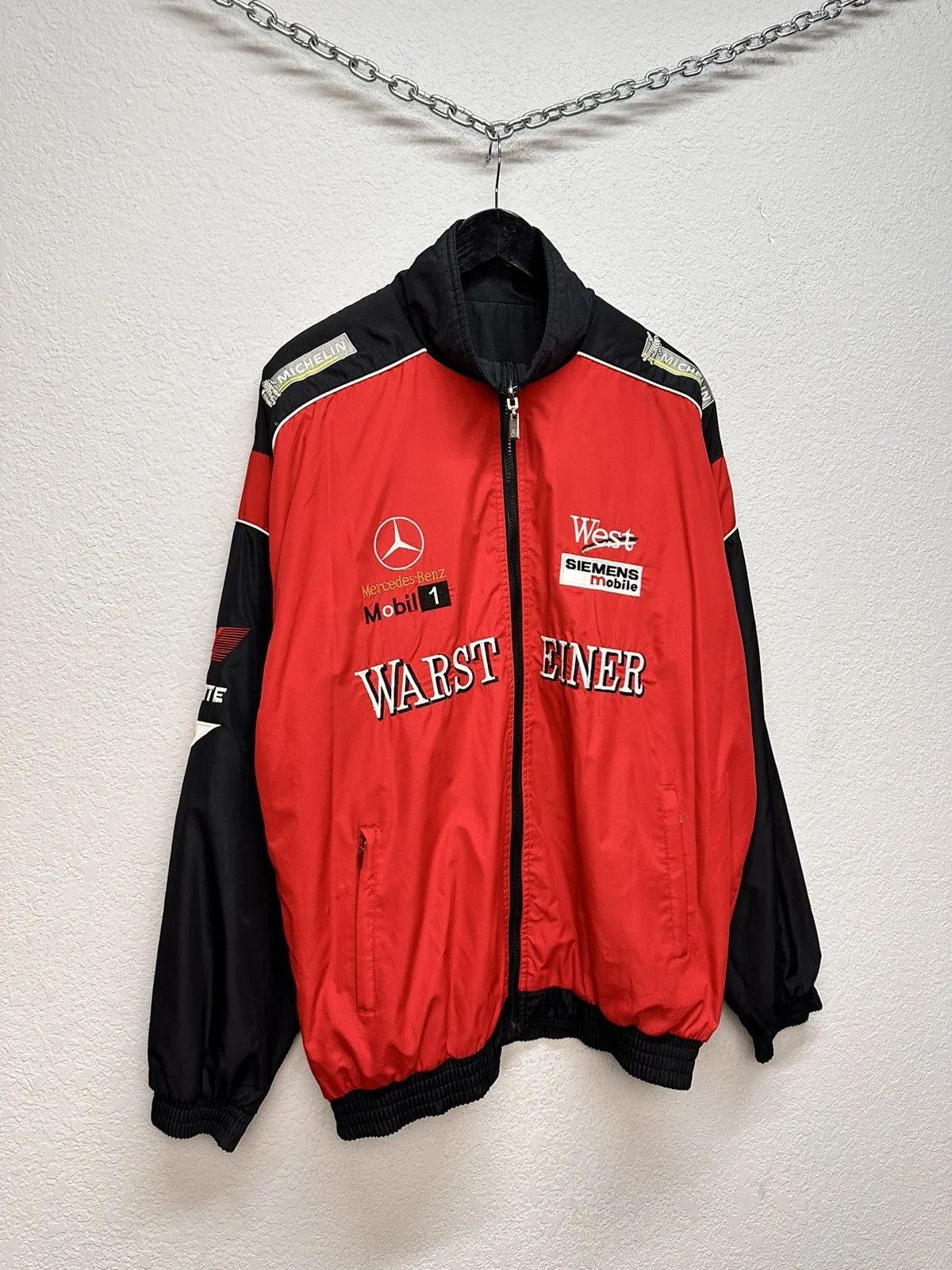 Mercedes-Benz Racing Jacket Moto Vodafone F1 Nascar Leather Red Bull Lucky Size US XL / EU 56 / 4 - 2 Thumbnail