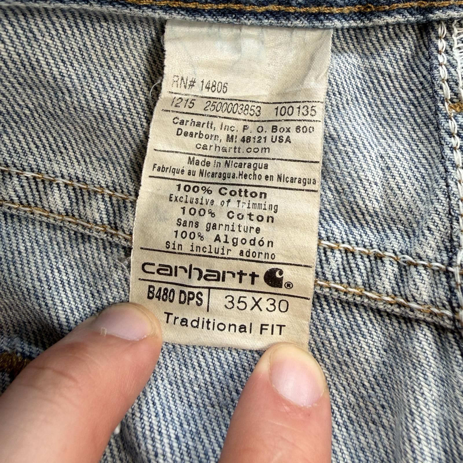 Carhartt Carhartt B480 DPS Distressed Workwear Jeans 35x30 Faded Size US 35 - 5 Thumbnail