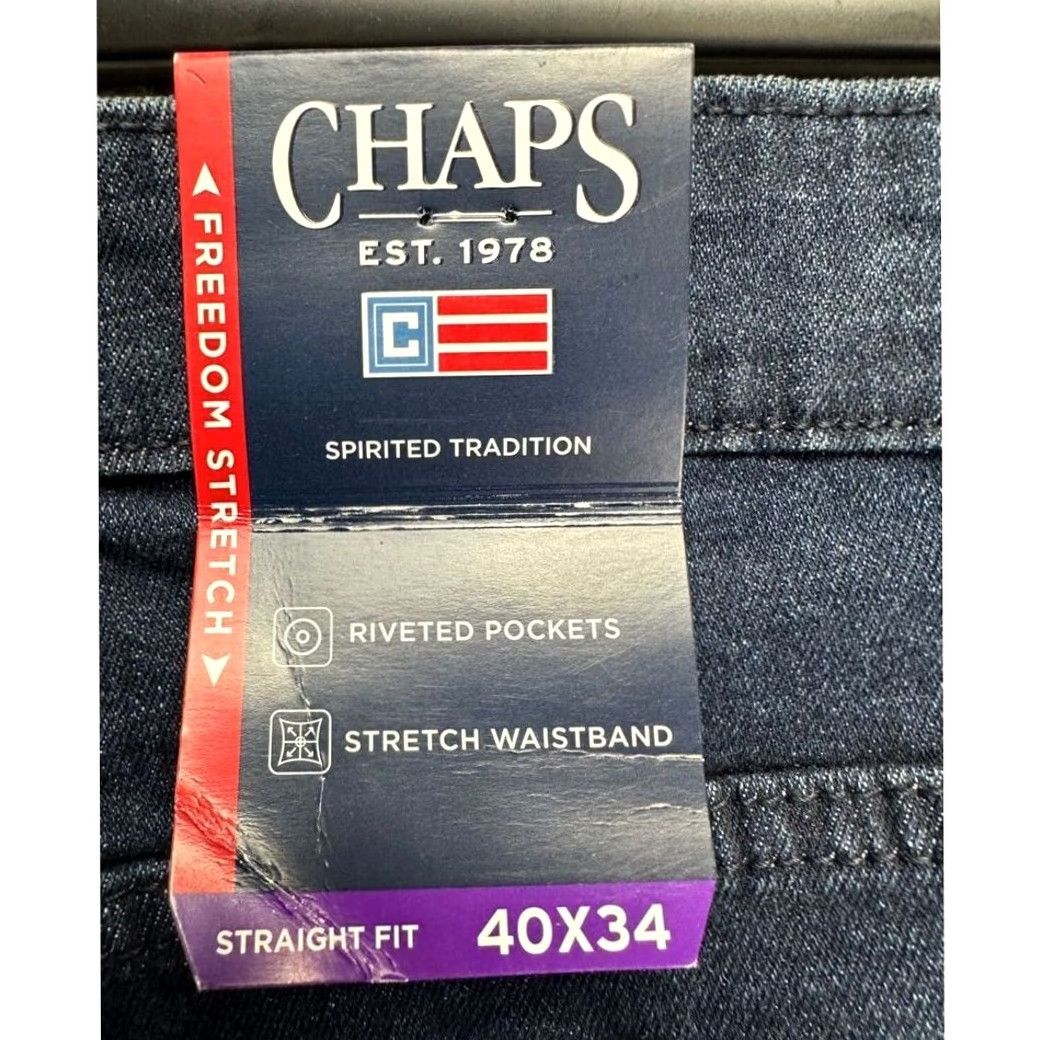 Chaps Chaps Straight Fit Jeans Mens 40X34 Denim Pants Blue Pocket Stretch New with Tags Size US 40 / EU 56 - 5 Thumbnail