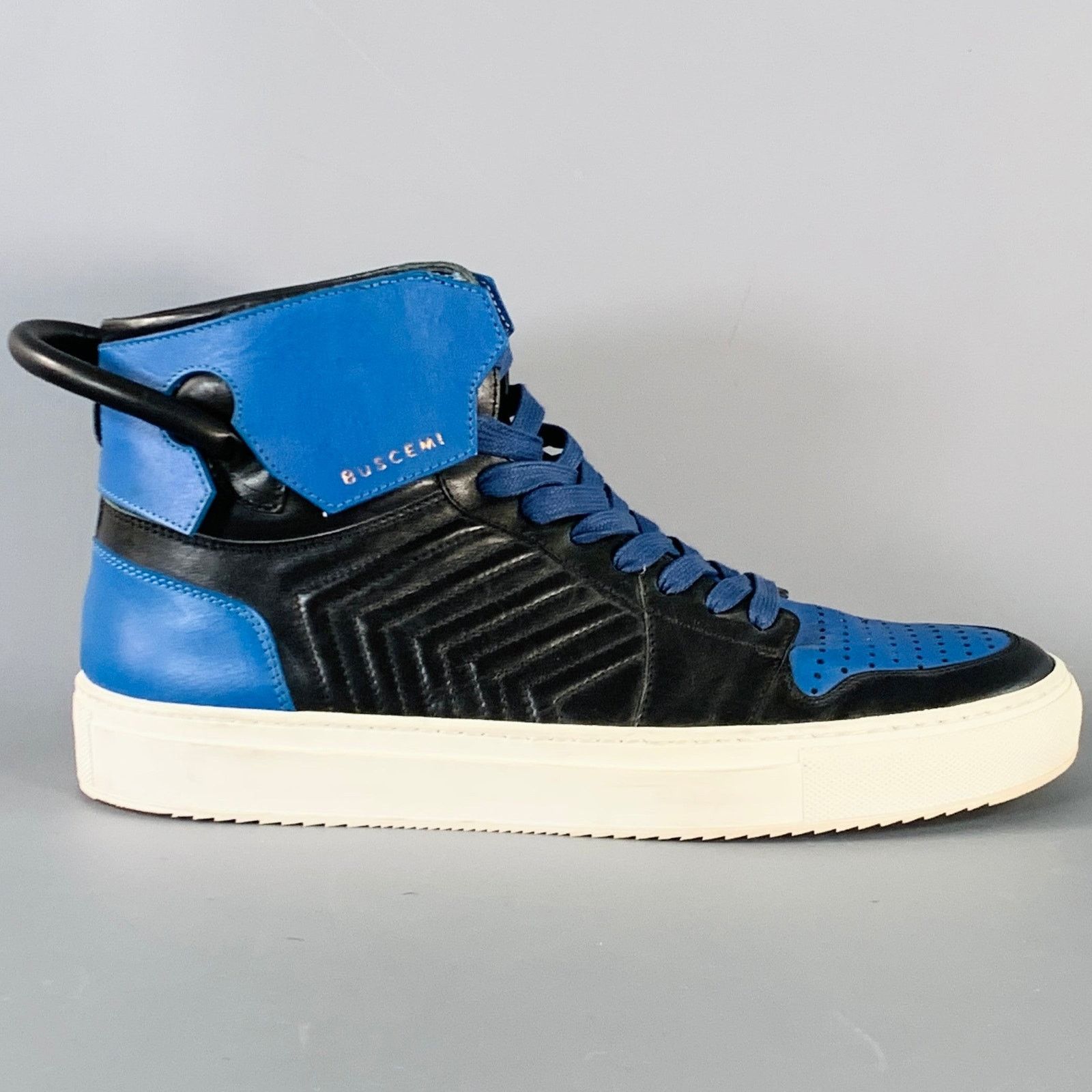 Buscemi BUSCEMI Black Blue Color Block Leather High Top Sneakers Size US 11 / EU 44 - 2 Thumbnail
