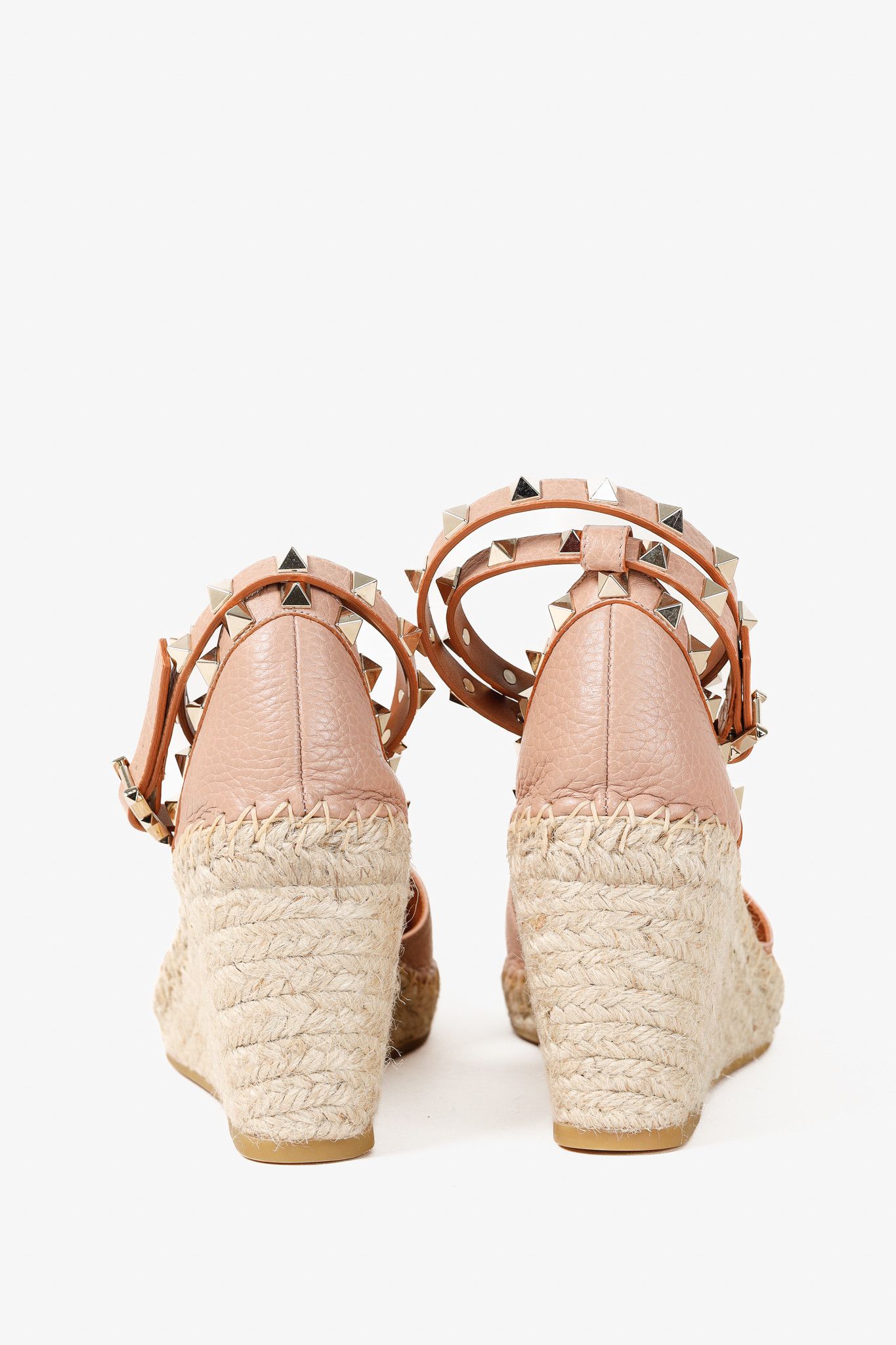 Valentino Valentino Garavani Rockstud Wedge Leather Espadrille Size US 7.5 / IT 37.5 - 3 Thumbnail
