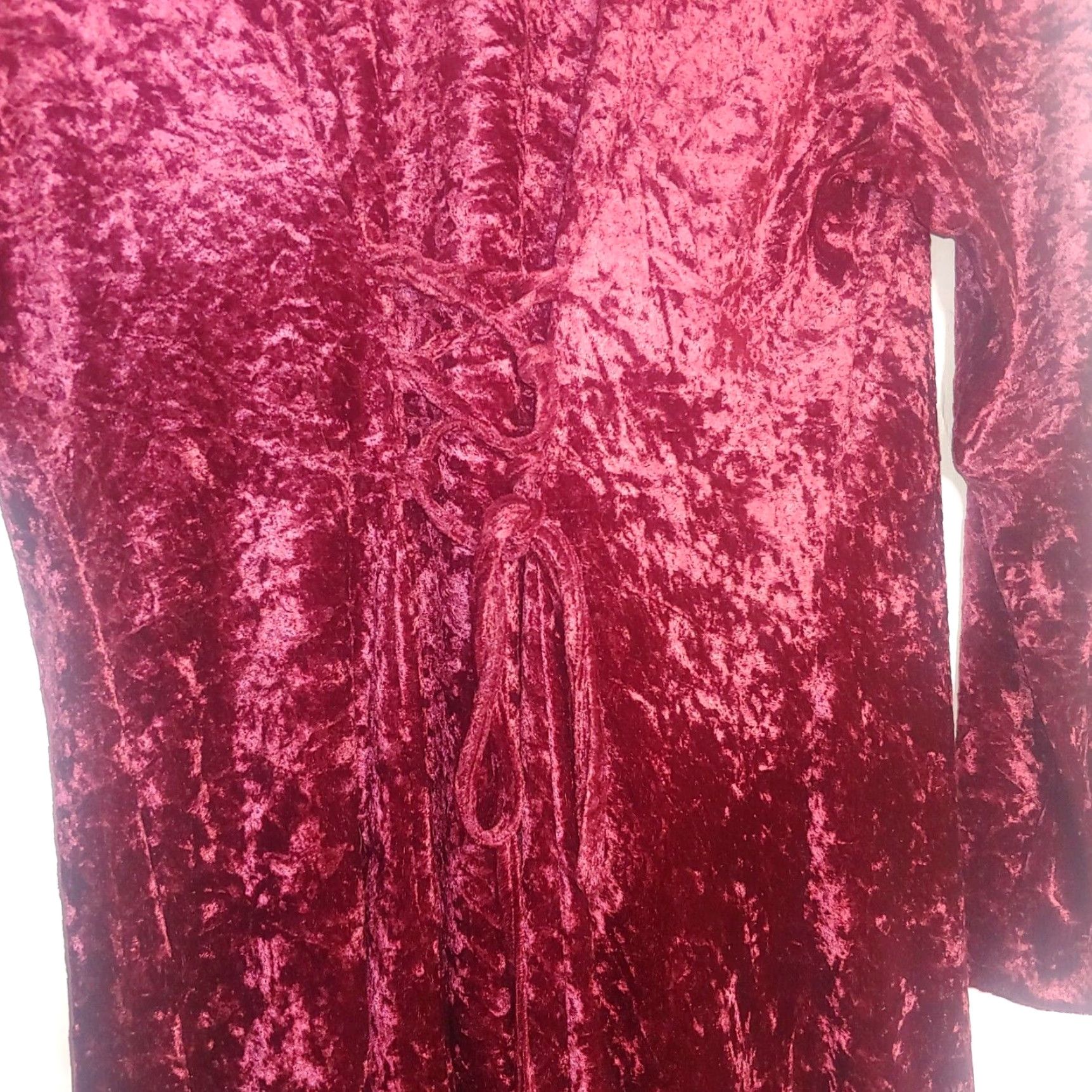 Velour VINTAGE Brett Alixander Dress Maroon Velour Button Up Gothic Renaissance Women Long Sleeve V-Neck Maxi 18 90s Theme Size XXL / US 16-18 / IT 52-54 - 7 Thumbnail