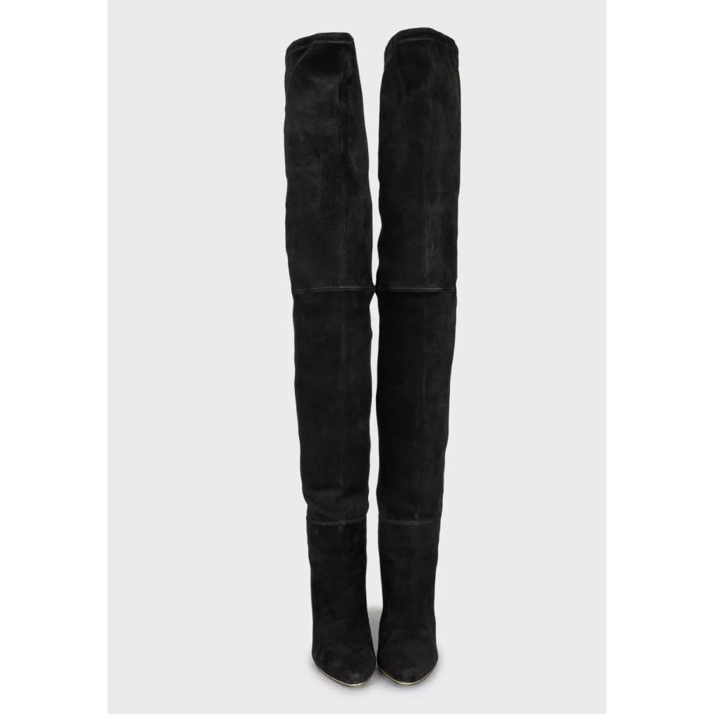 Balmain Balmain Blue Suede Over-the-Knee Boots Sz. 38.5 Size US 7.5 / IT 37.5 - 2 Thumbnail
