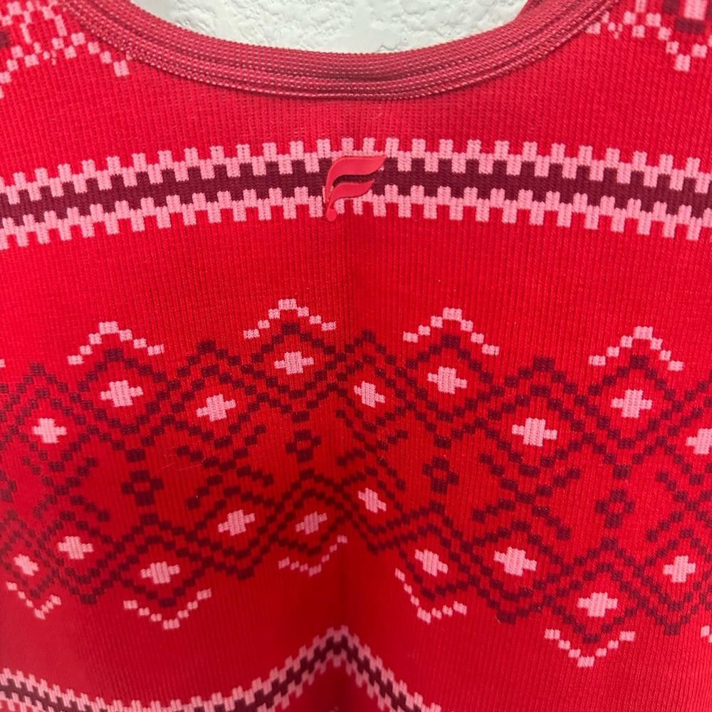 Fabletics Fabletics Cloud V-Neck Crop Tank Nordic Fairisle Red Large Size L / US 10 / IT 46 - 9 Thumbnail