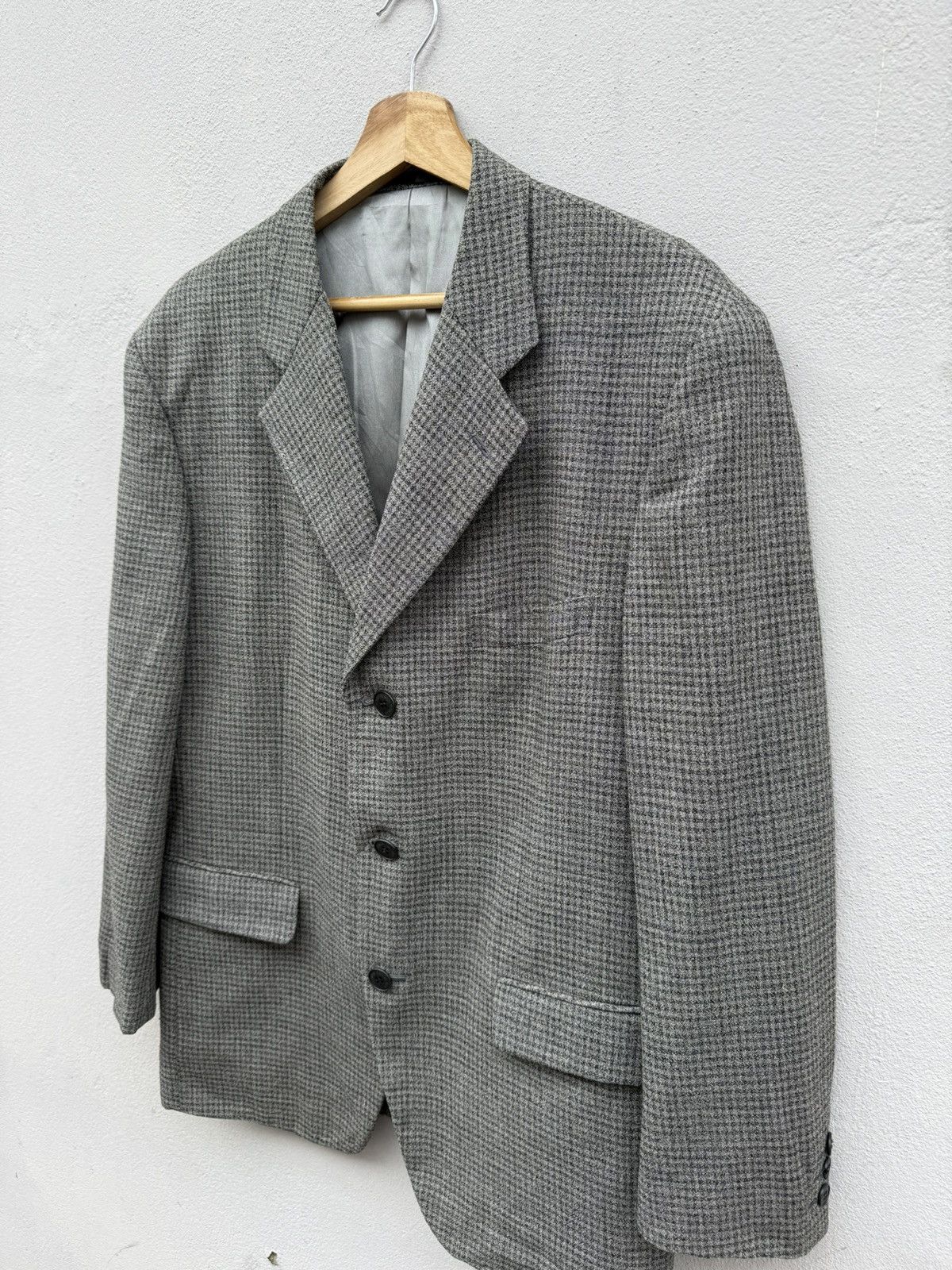 Kansai Yamamoto Vintage 90s KANSAI MAN Wool Blended Small Checked Blazer Size 42S - 2 Thumbnail
