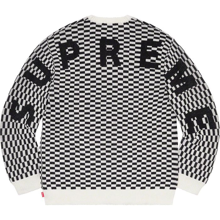 Supreme Supreme Back Logo Sweater Checkerboard Xlarge | Grailed