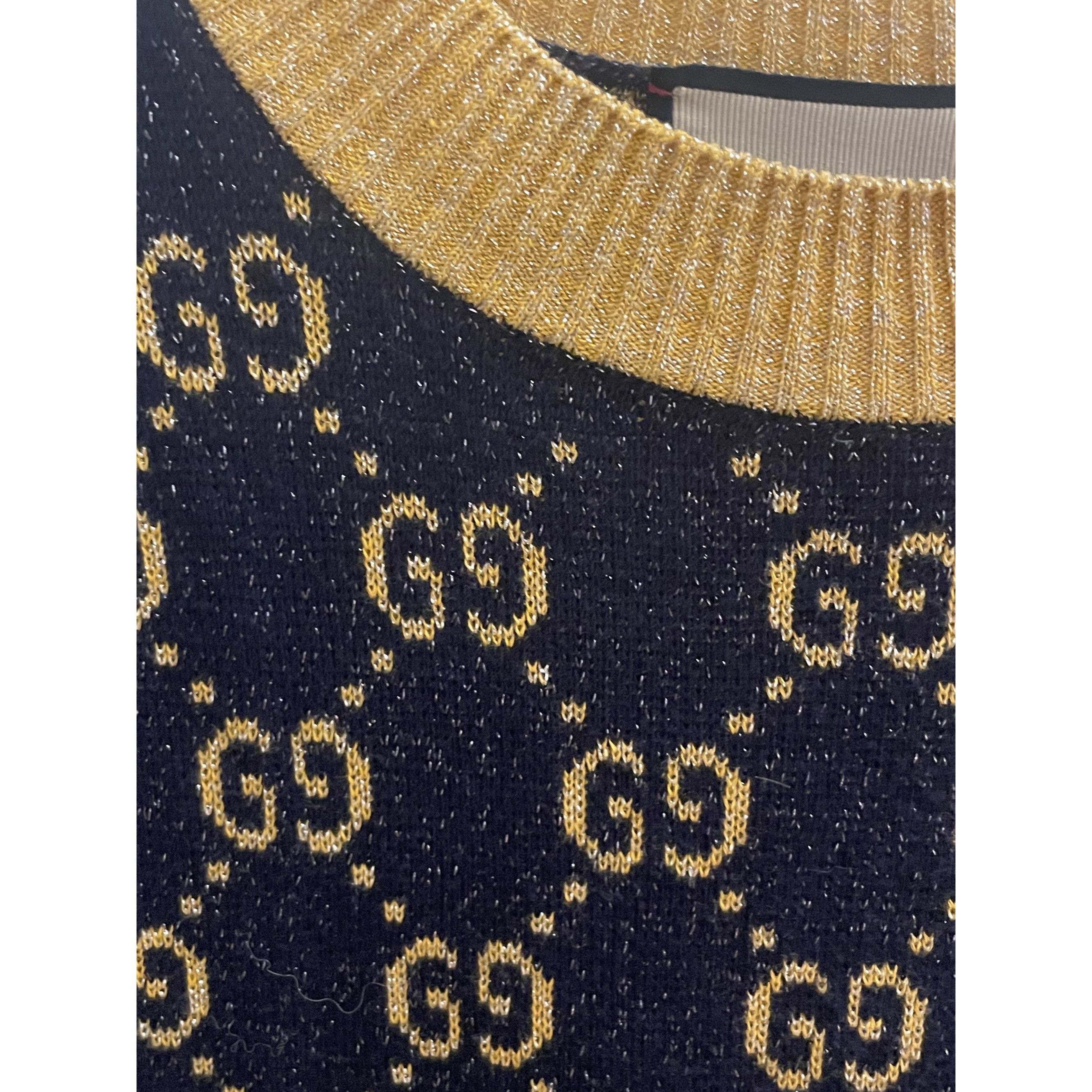 Gucci Gucci Womens Black & Gold GG Monogram Knit Short-Sleeve Dres Size S / US 4 / IT 40 - 8 Thumbnail