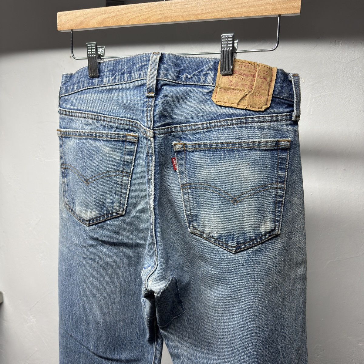 Levi's 80s Levi's 501 Thrashed Distressed Jeans ERD Grunge Chrome Size US 31 - 12 Thumbnail