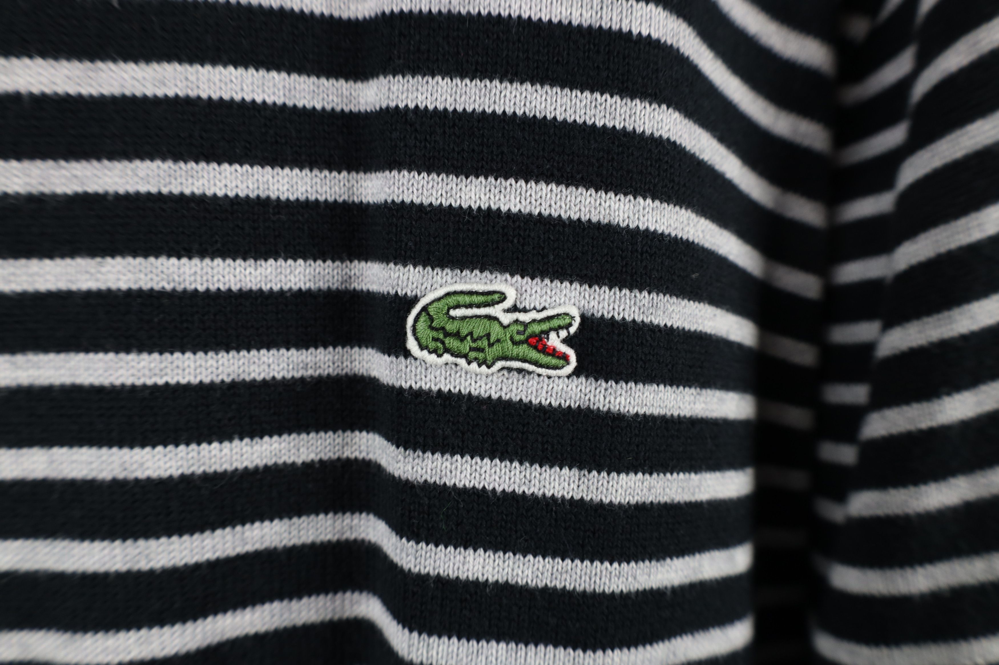 Lacoste × Vintage Vintage Lacoste Military Style Logo Striped Knit Sweater Size US L / EU 52-54 / 3 - 4 Thumbnail