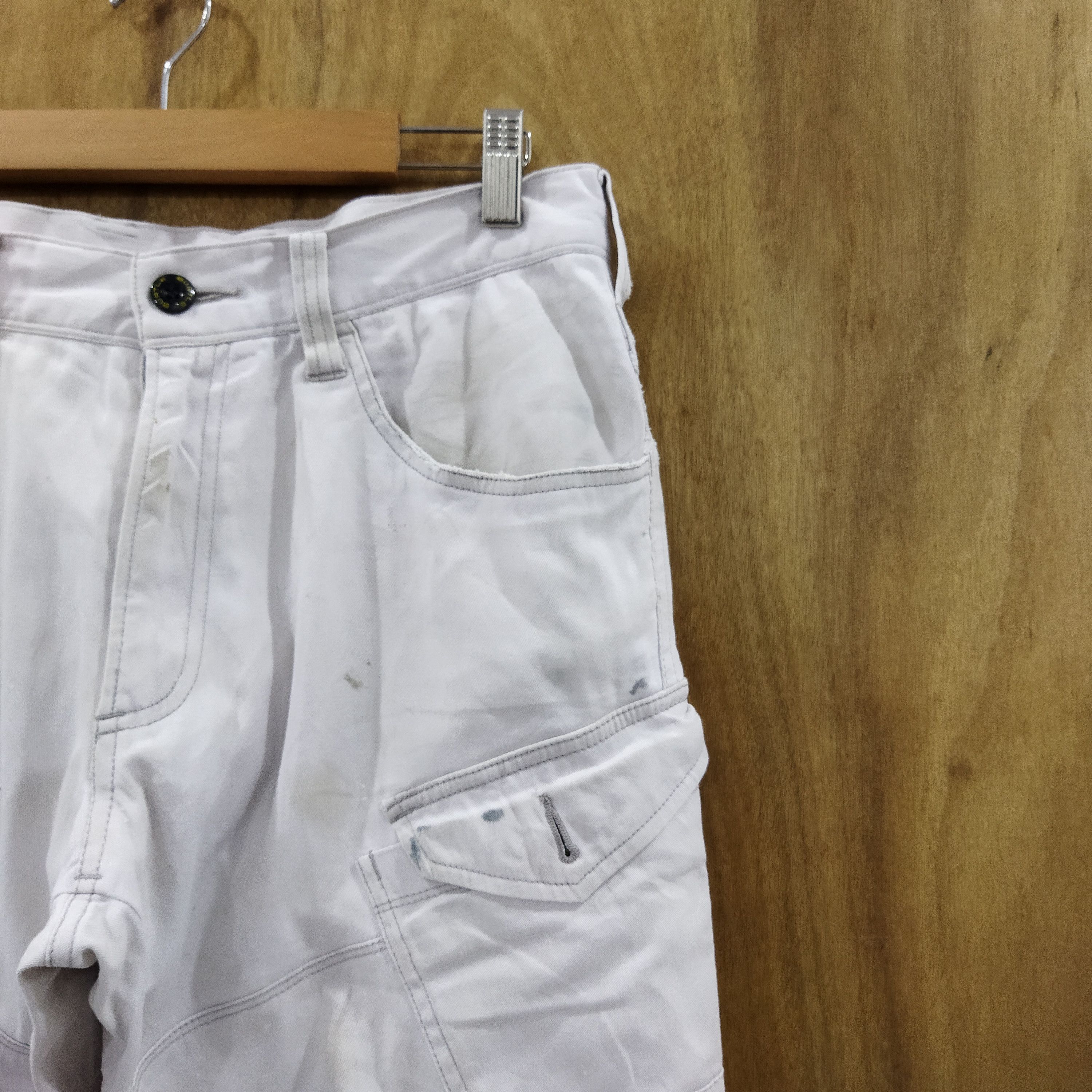Japanese Brand BURTLE WORK WARE FADED WHITE CARGO PANTS Size US 32 / EU 48 - 5 Thumbnail