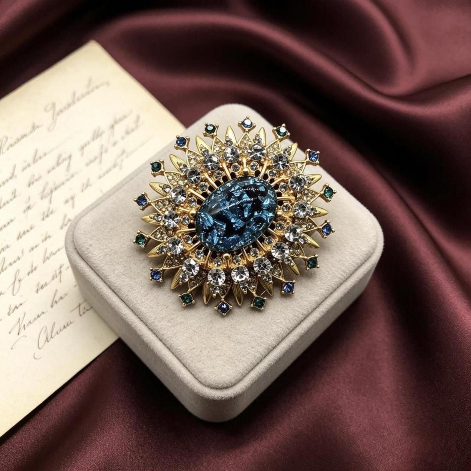 Other Royal Azure Sunburst Brooch – Vintage Gold & Crystal Size ONE SIZE - 1 Thumbnail
