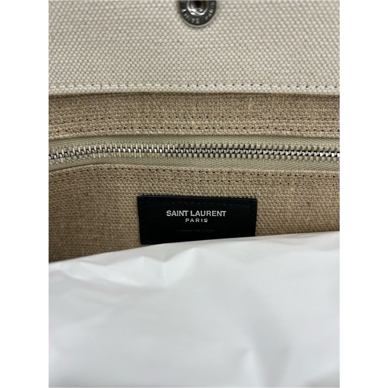Saint Laurent Paris Saint Laurent Rive Gauche Canvas Tote Bag in Cream and Black Size ONE SIZE - 5 Thumbnail