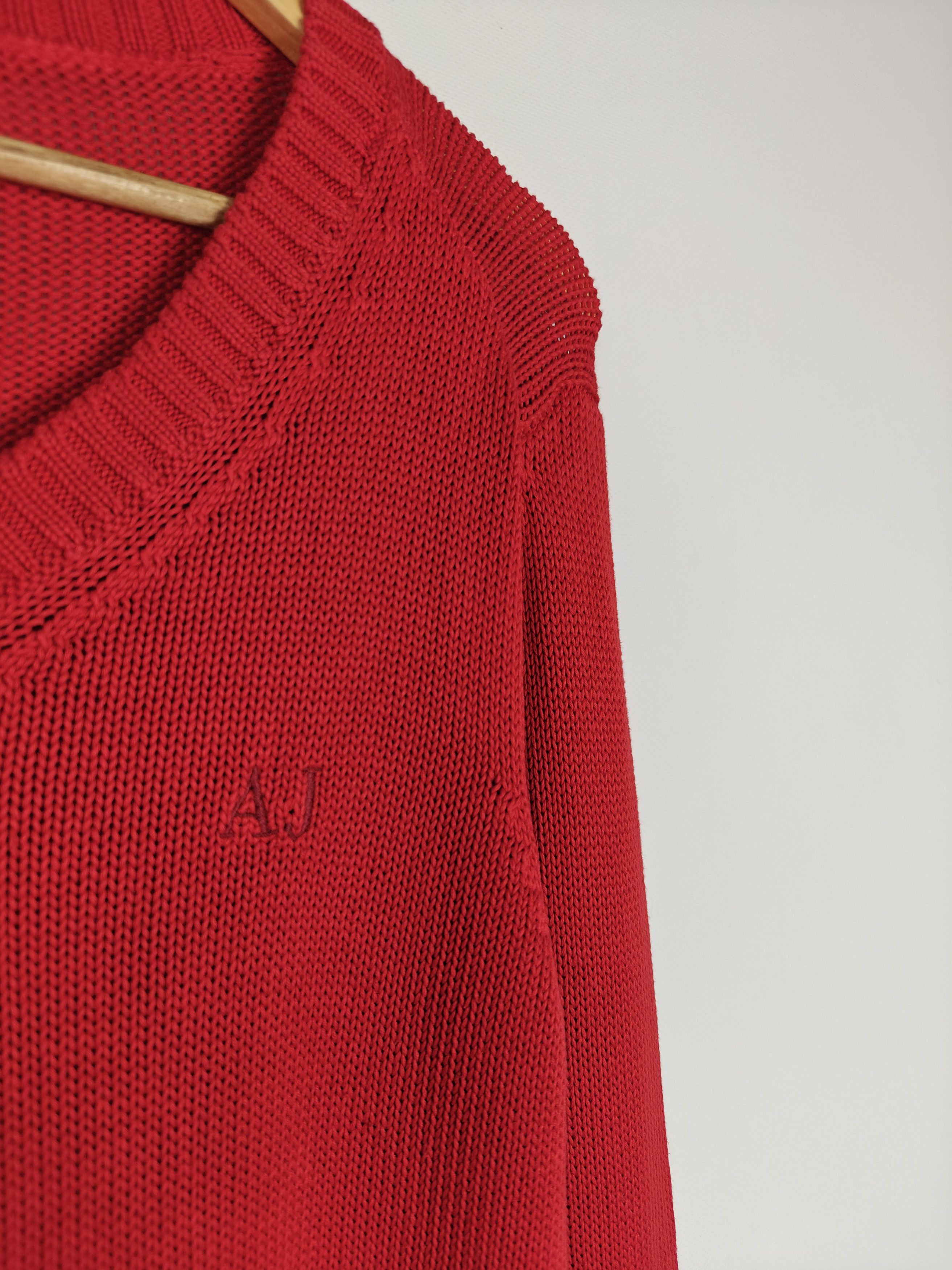 Armani Armani Jeans Sweater Knit VTG Pullover V-Neck Red size M Size US M / EU 48-50 / 2 - 4 Thumbnail